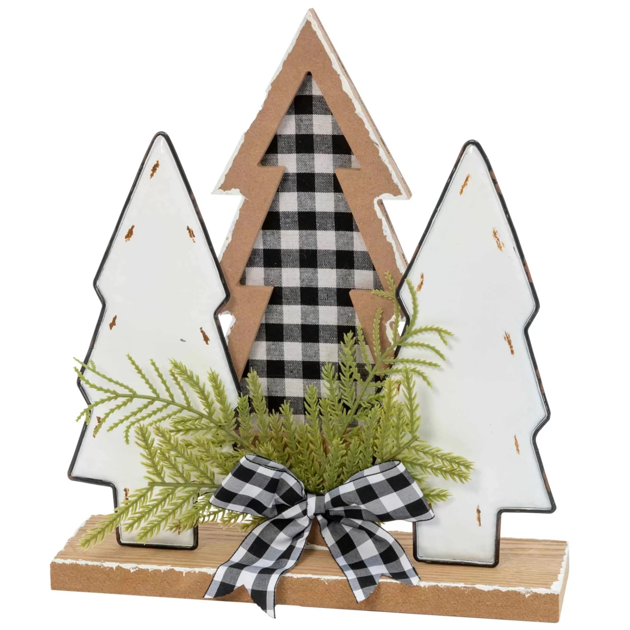 Gerson International 12-In H Wood Holiday Trees With Pine & Bow Accent