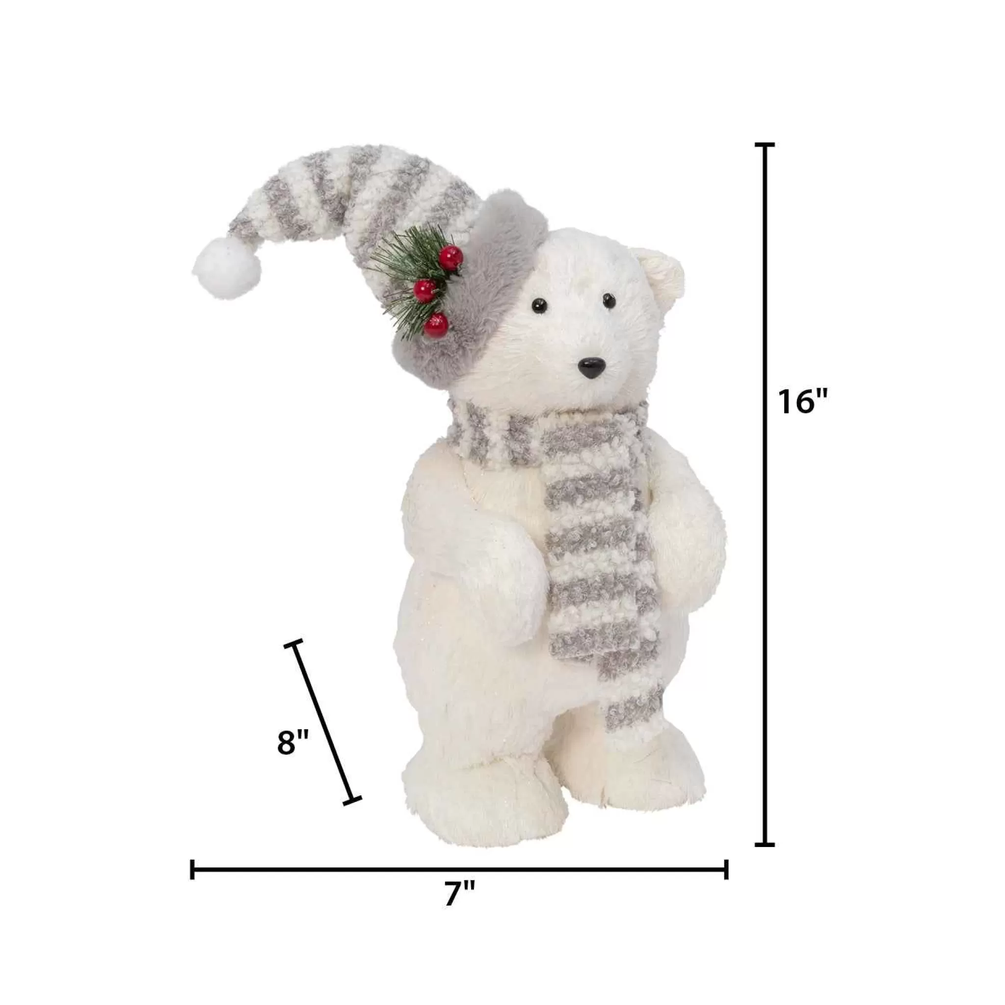 Gerson International 16-In H Polar Bear Figurine With Hat & Scarf