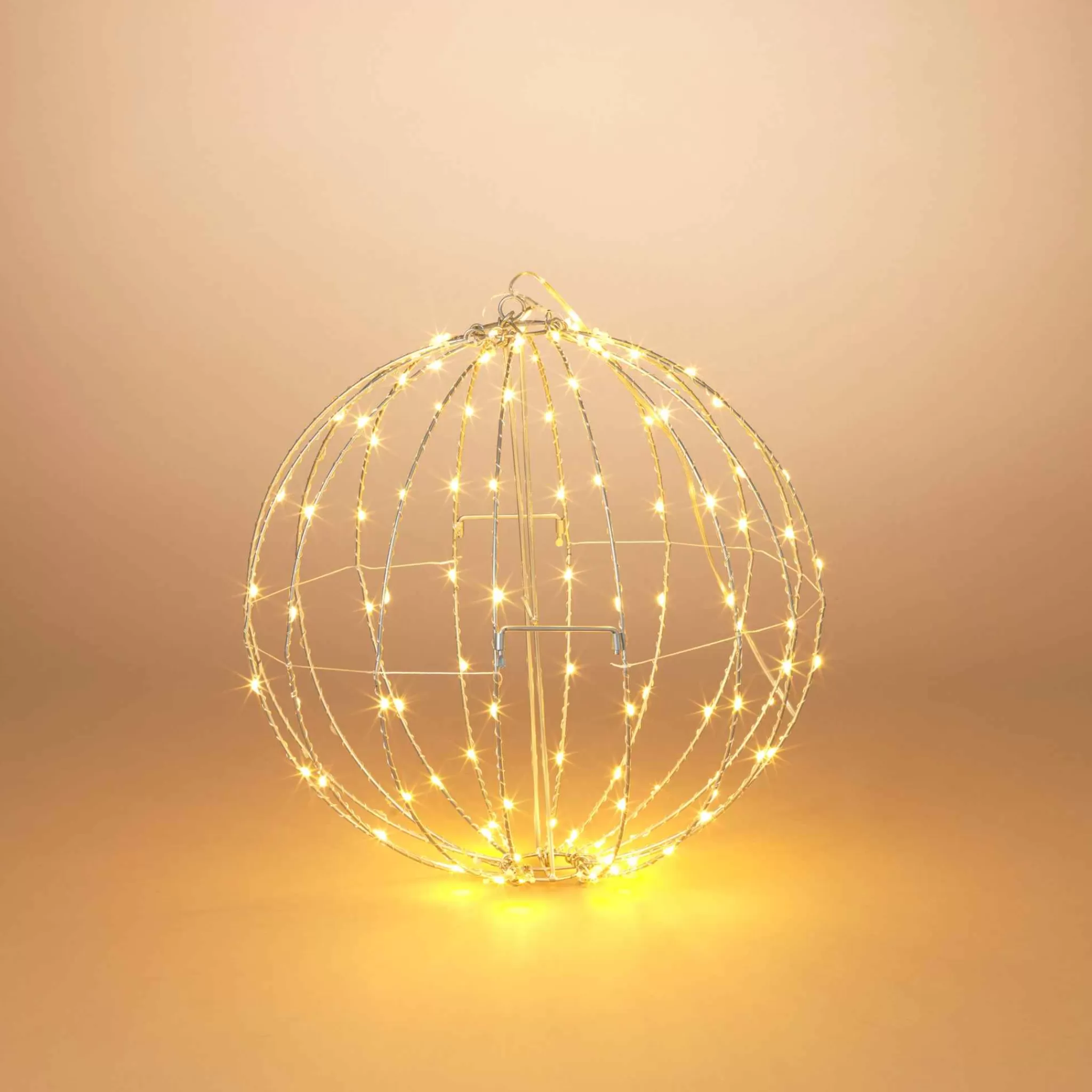 Gerson International 17 In Whimsical Lighted Metal Sphere, Warm White Micro Leds
