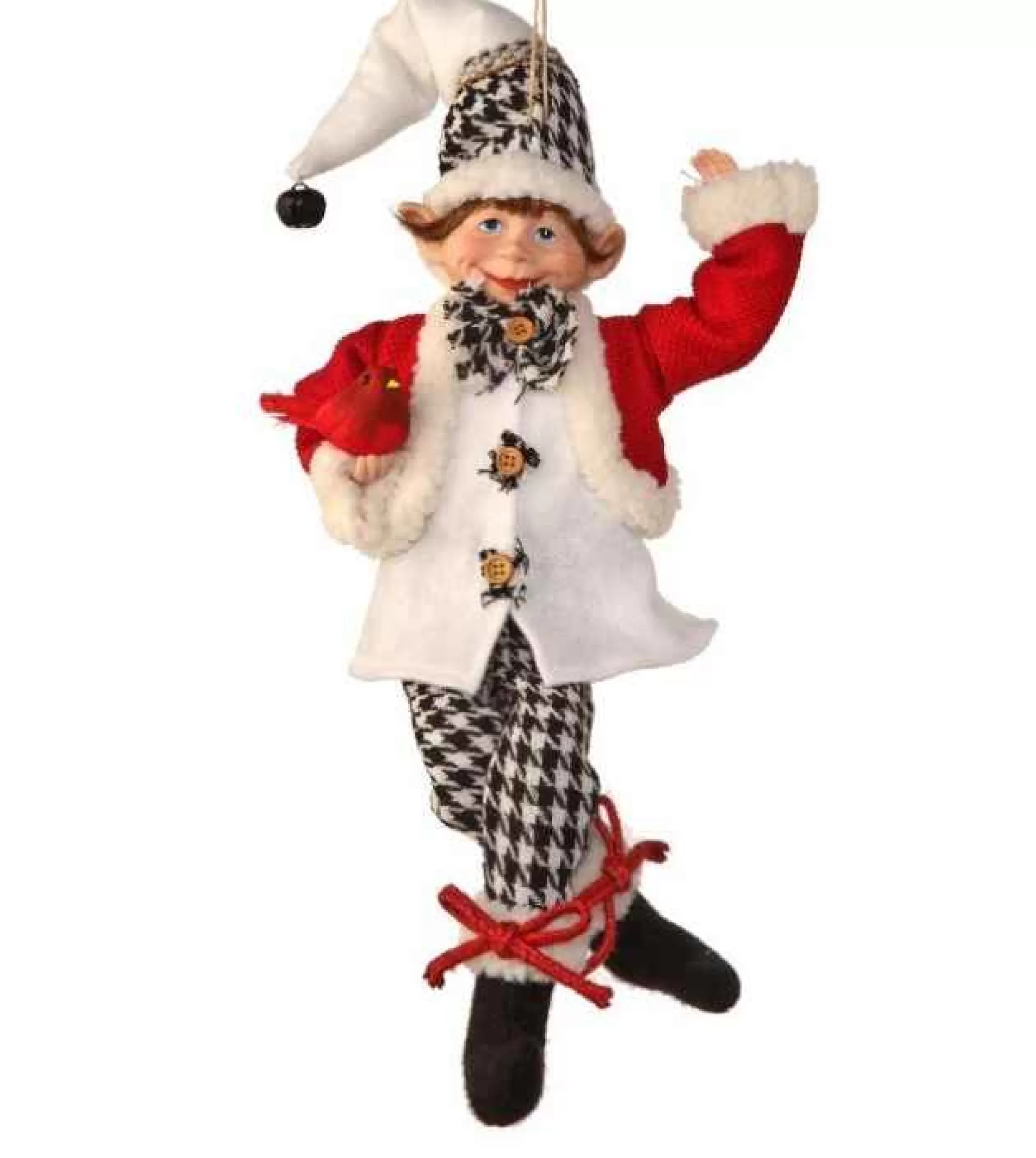 Regency International 17In Fabric Black And White Checkered Plaid Bendable Elf