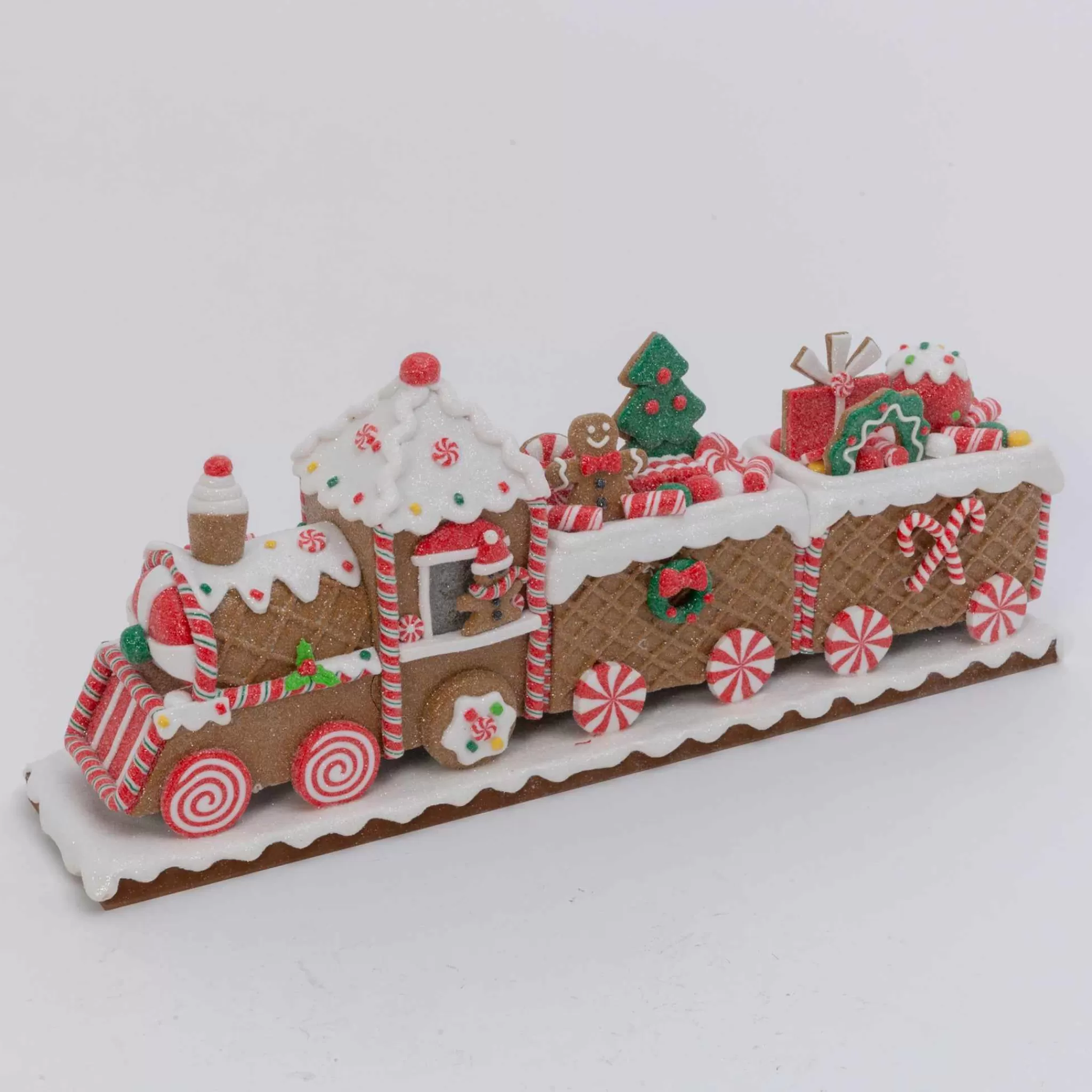 Gerson International 19.5In L Whimsical Gingerbread Christmas Train Tabletop Accent