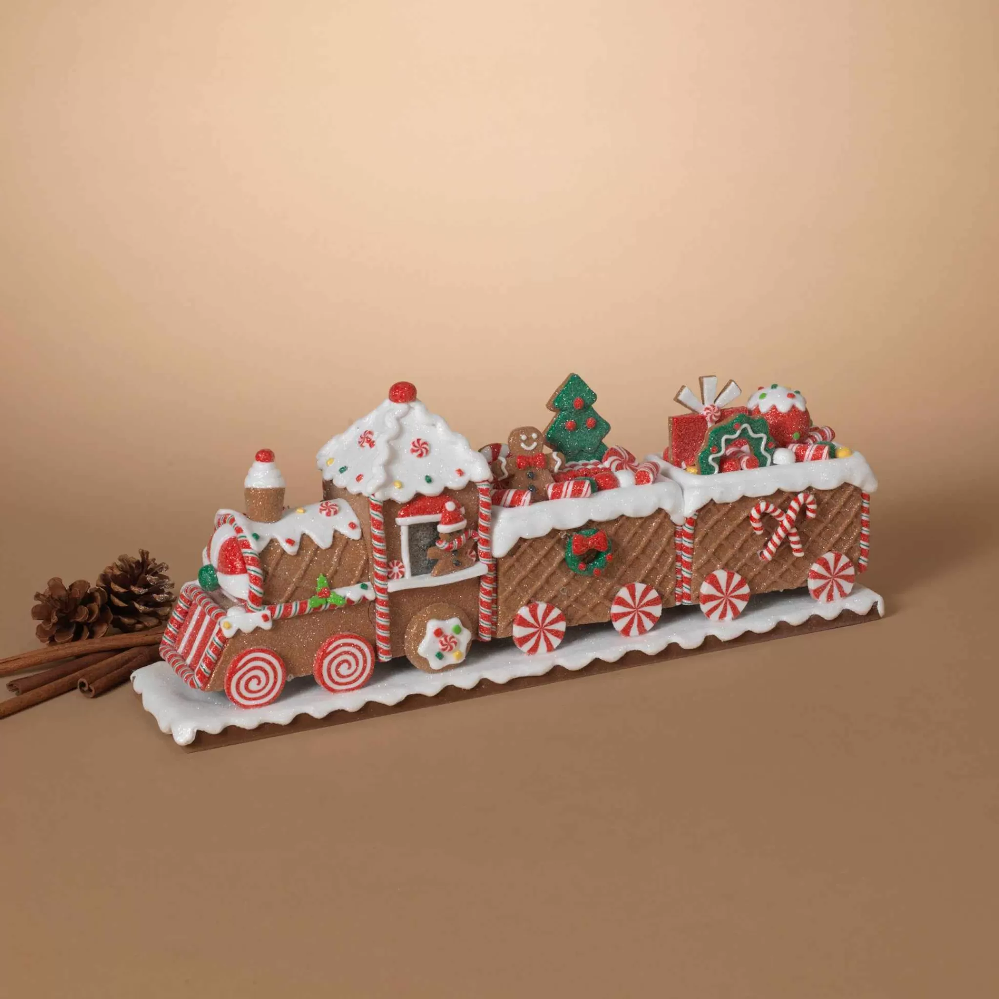 Gerson International 19.5In L Whimsical Gingerbread Christmas Train Tabletop Accent