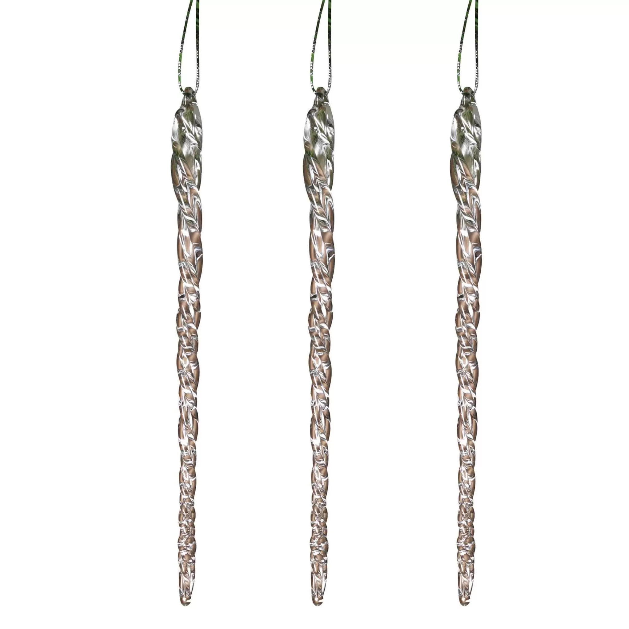 Gerson International 20-Pack, Real Spun Glass Hanging Icicle Ornaments (Set Of 3, 60Pc Total)