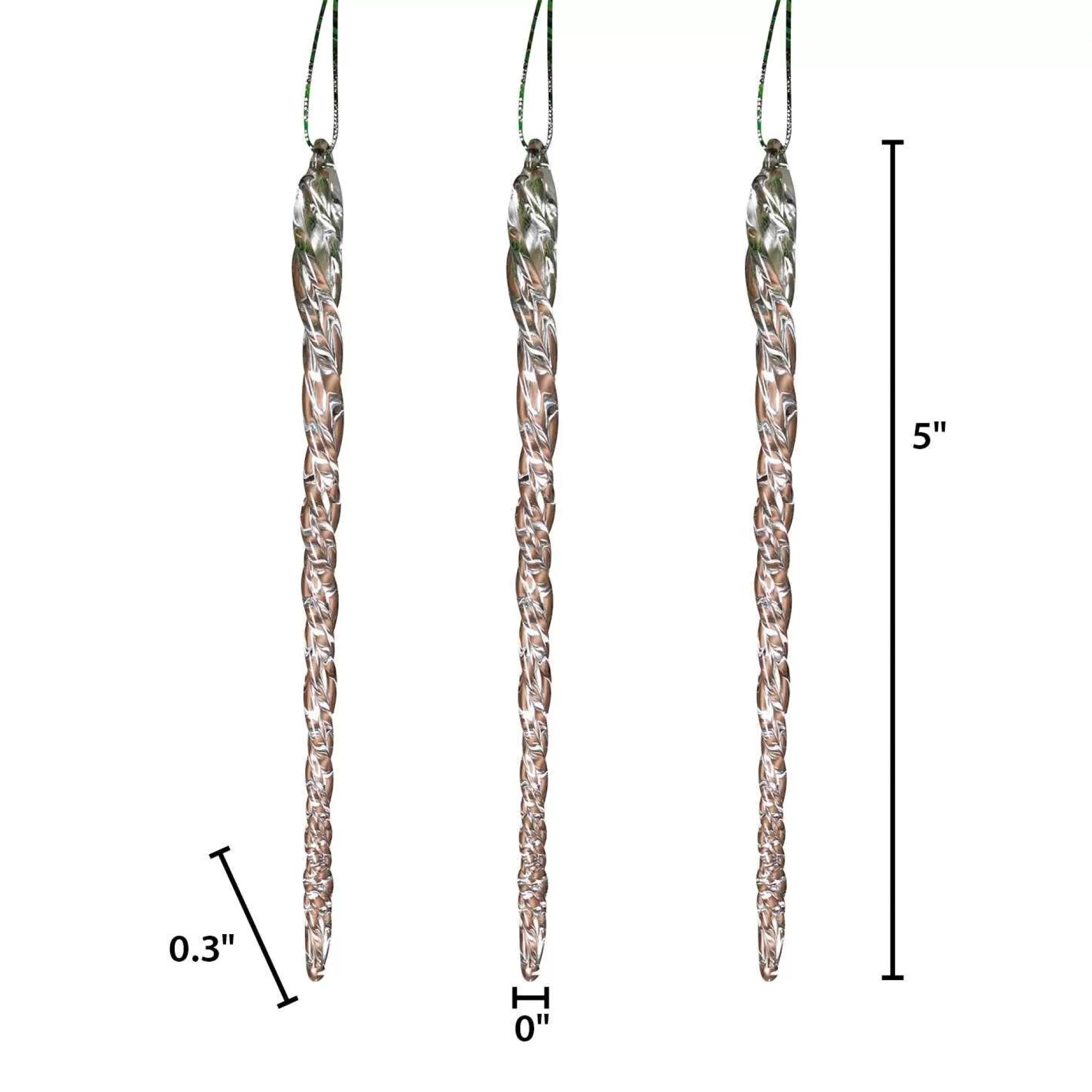 Gerson International 20-Pack, Real Spun Glass Hanging Icicle Ornaments (Set Of 3, 60Pc Total)