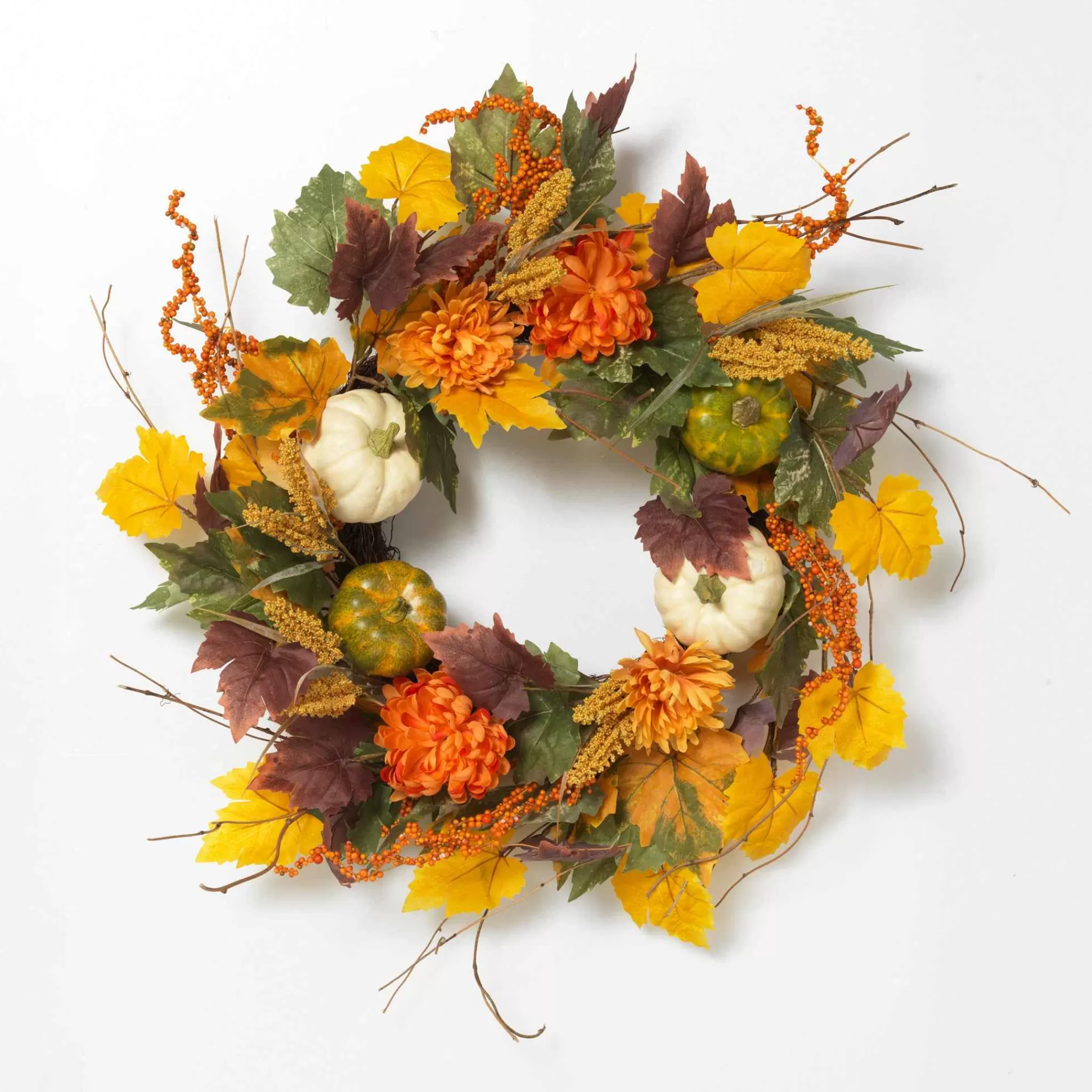 Gerson International 26-Inch Diameter Harvest Wreath With Pumpkin And Berry Accents