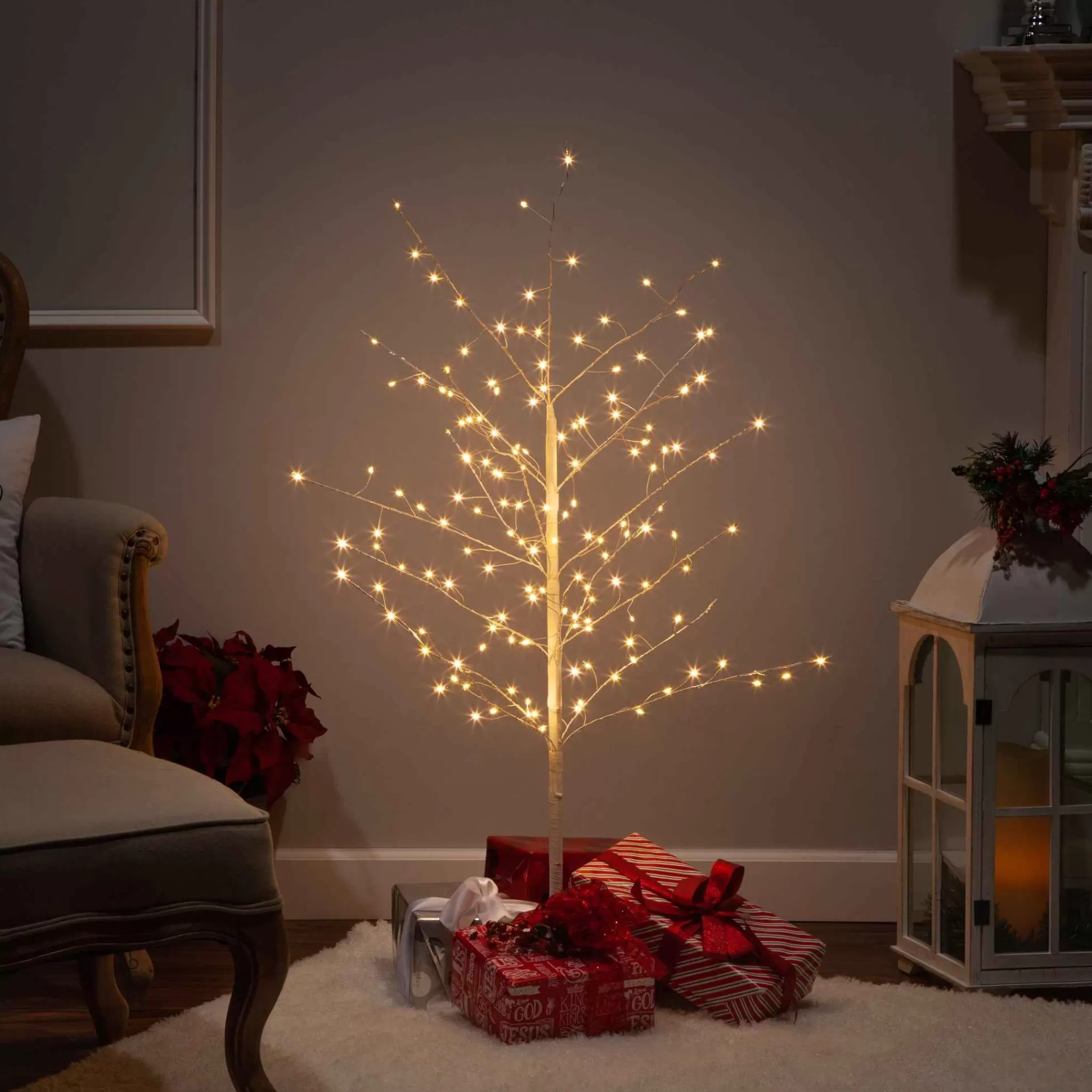 Gerson International 4 Foot Tall Pre Lit Tree, 150 Warm White Micro Leds