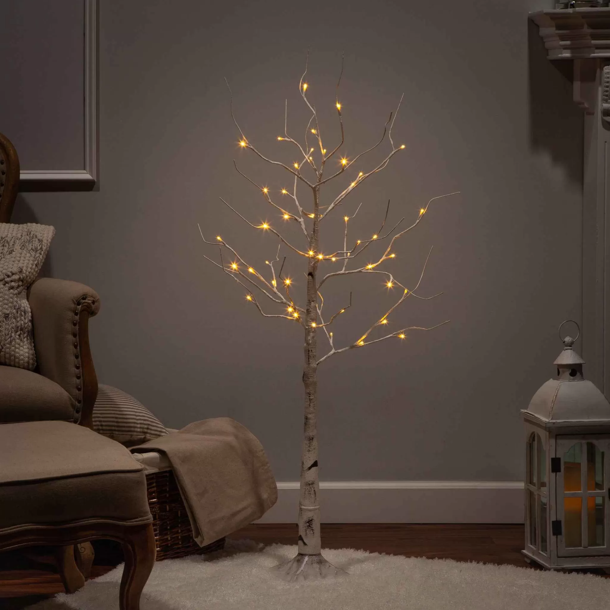 Gerson International 4 Foot Tall Prelit Birch Tree, Warm White Leds