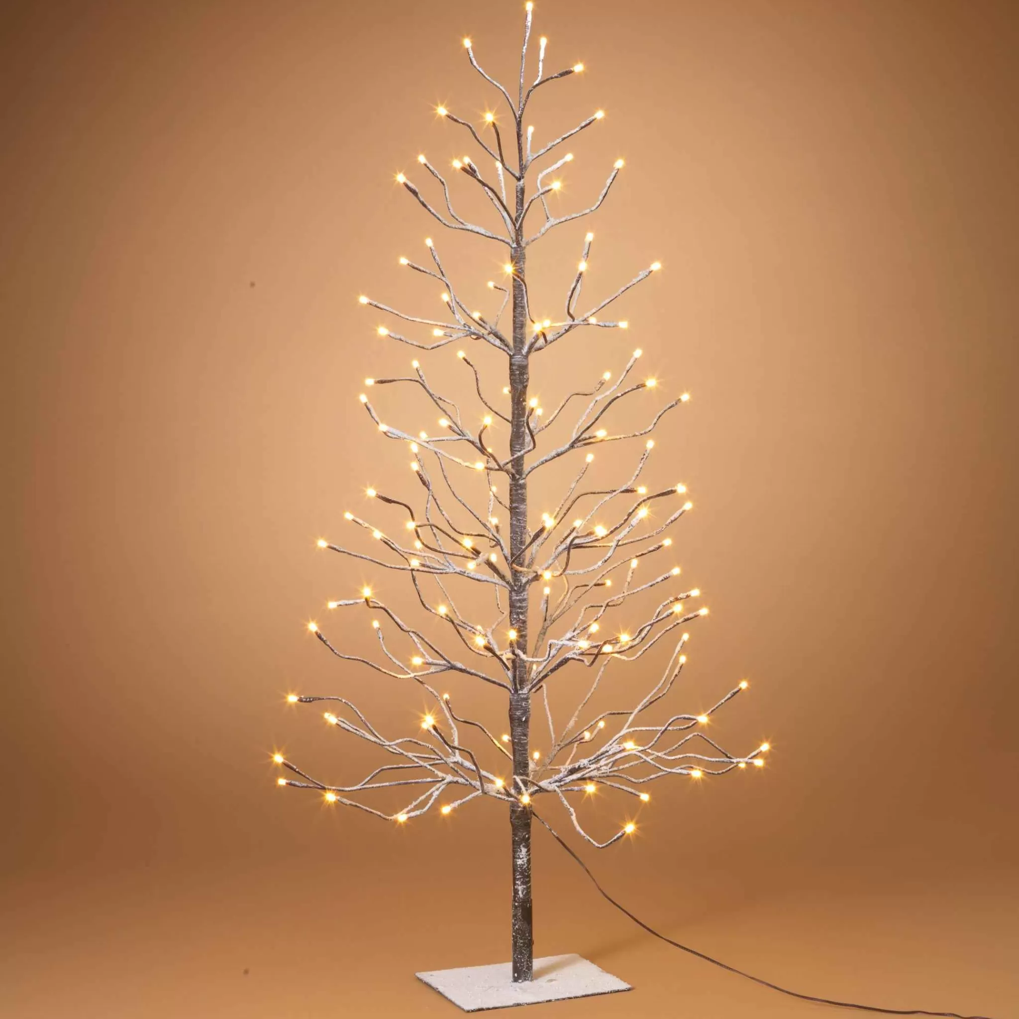 Gerson International 4 Foot Tall Snowy Brown Pre Lit Tree, 128 Warm White Leds