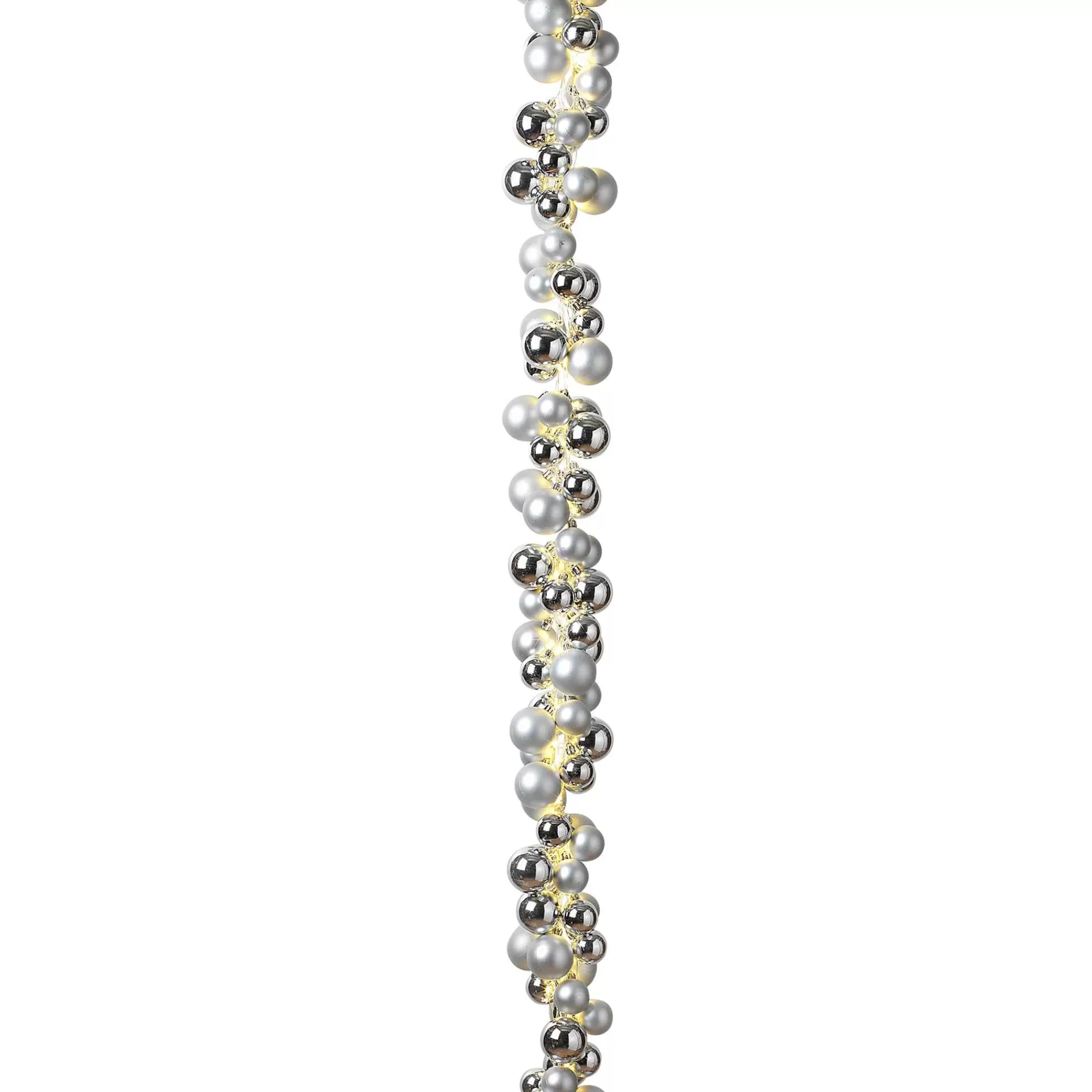 Gerson International 58.5-Inch Long Electric Silver Lighted Ornament Strung Garland