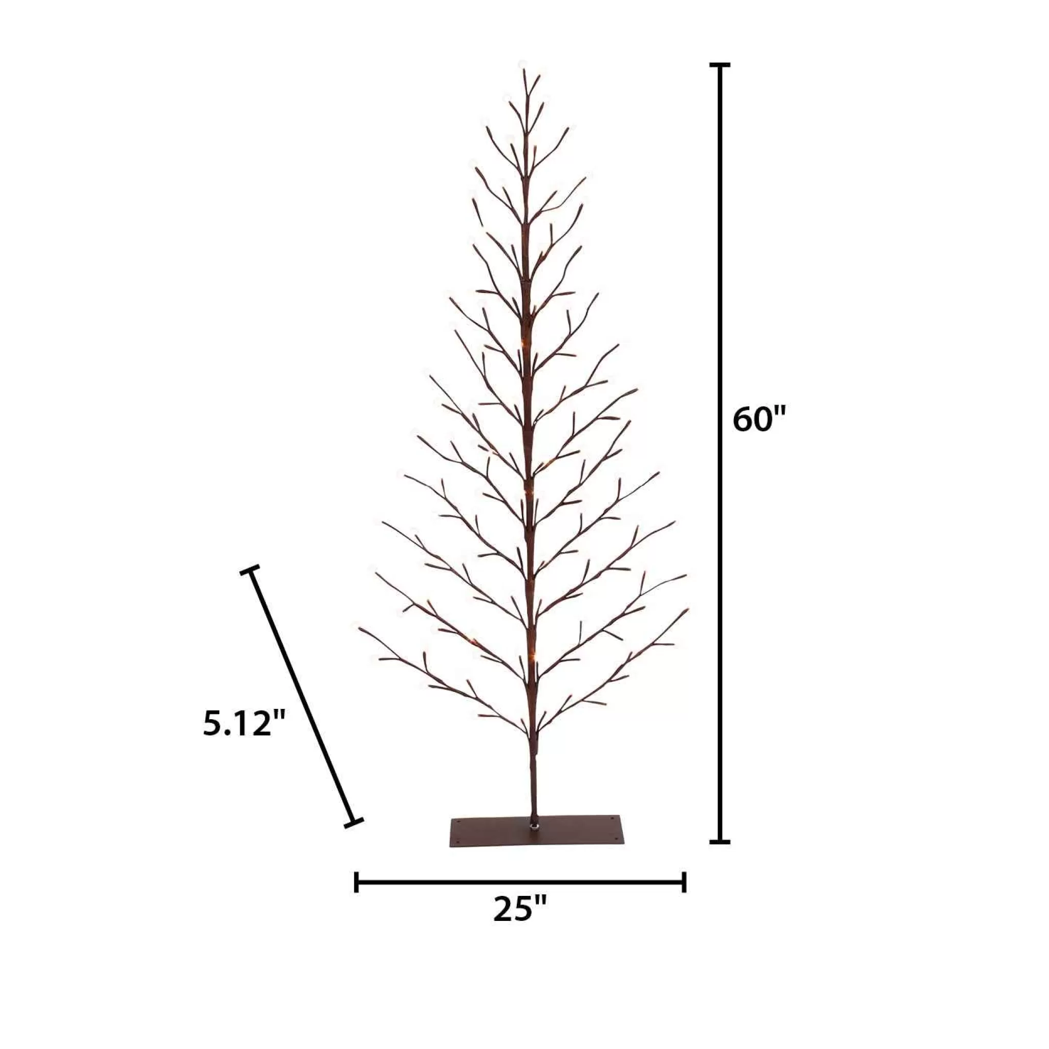Gerson International 5 Foot Tall Brown Pre Lit Tree, 112 Warm White Leds