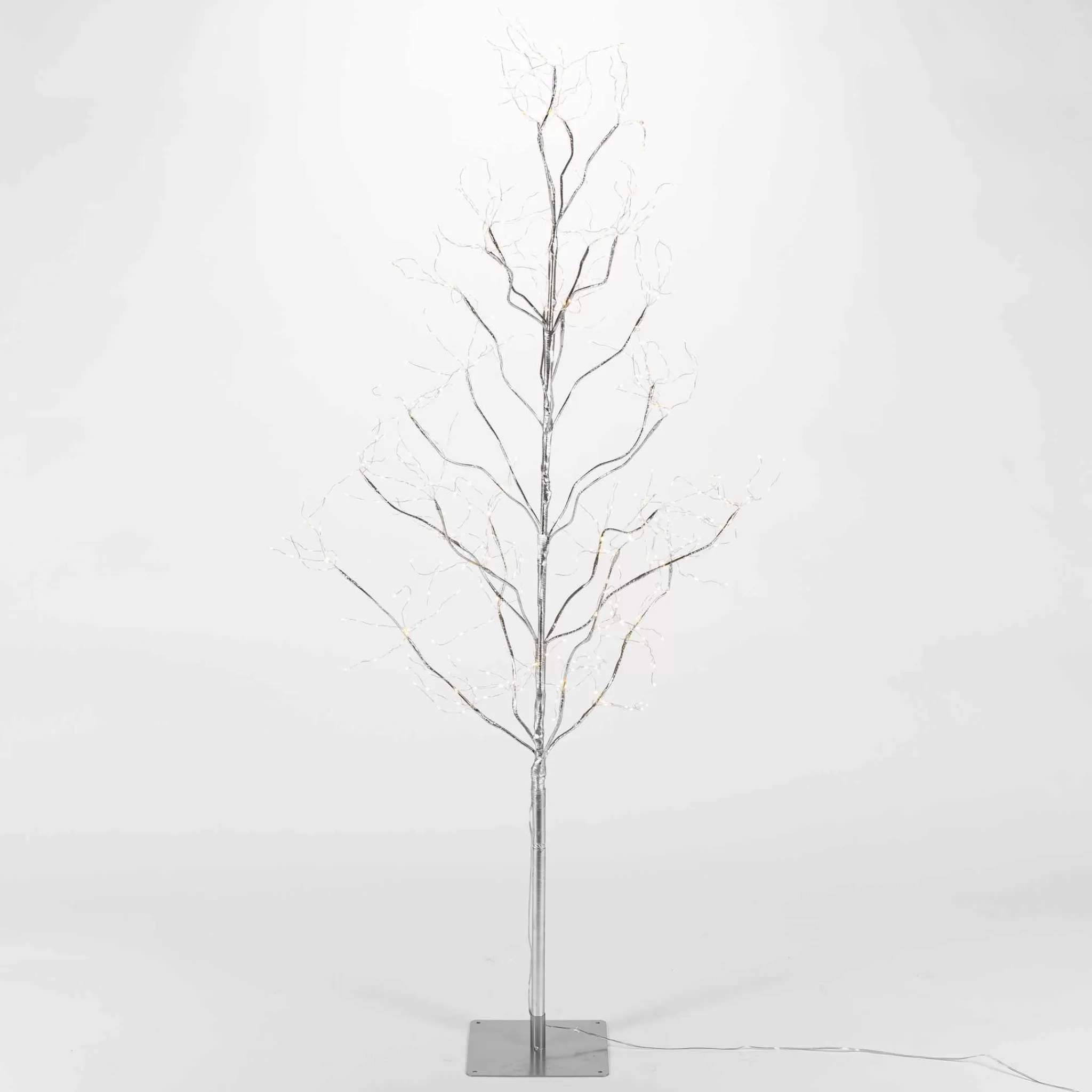 Gerson International 5 Foot Tall Silver Glowing Lighted Tree, Micro Leds