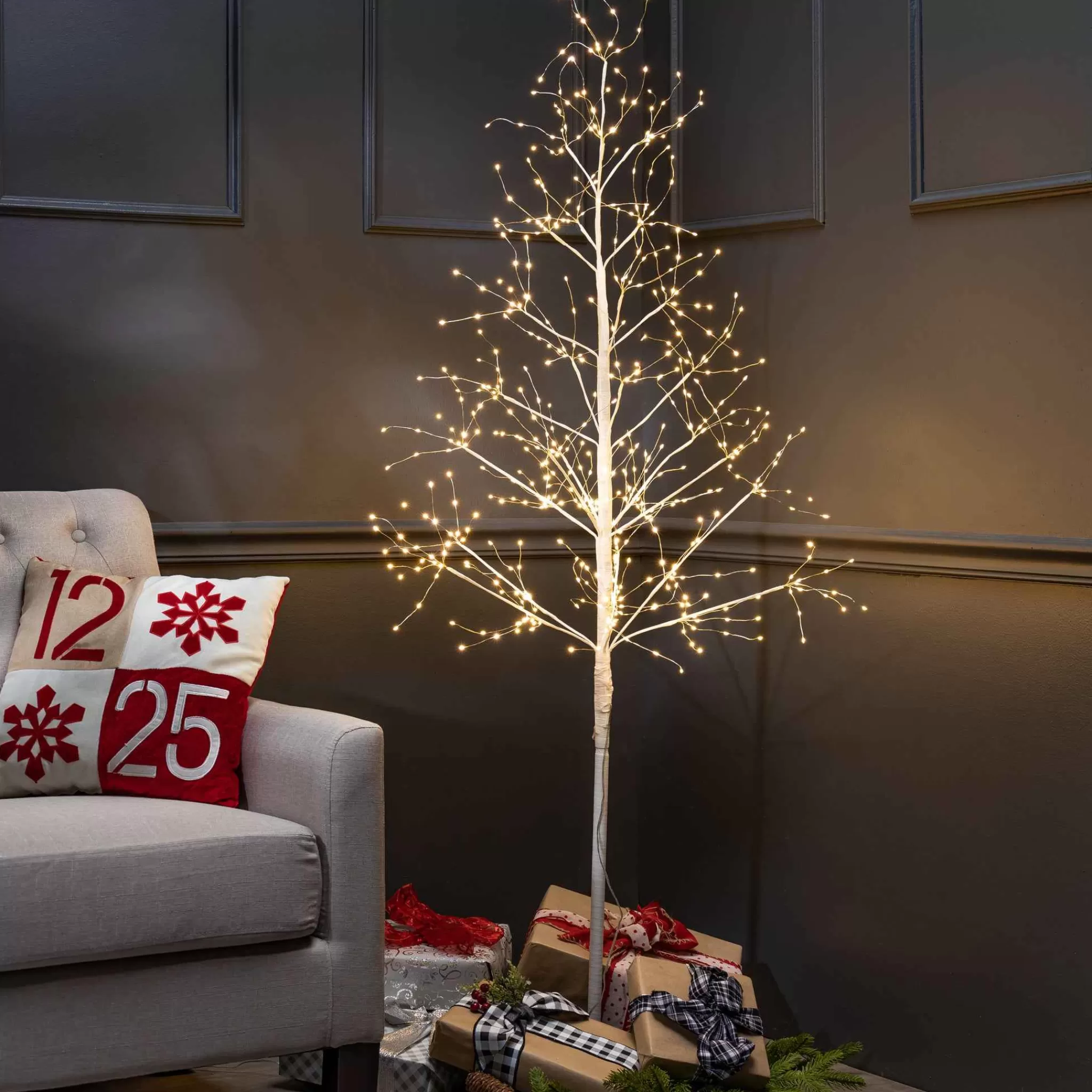 Gerson International 5 Foot Tall White Glowing Lighted Tree, Micro Leds