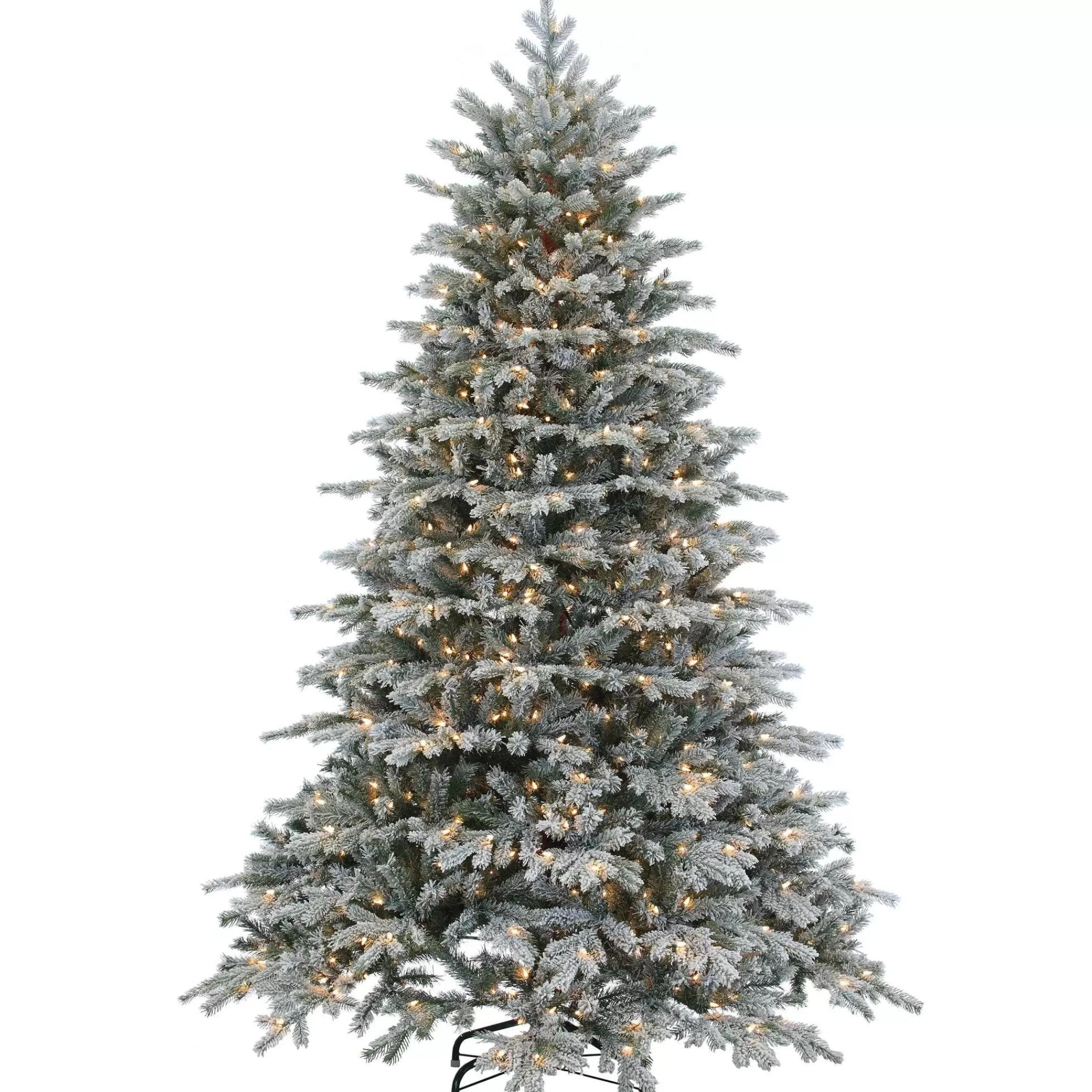 Gerson International 7.5Ft Pre-Lit Flocked Natural Cut Spruce Christmas Tree With Clear Lights