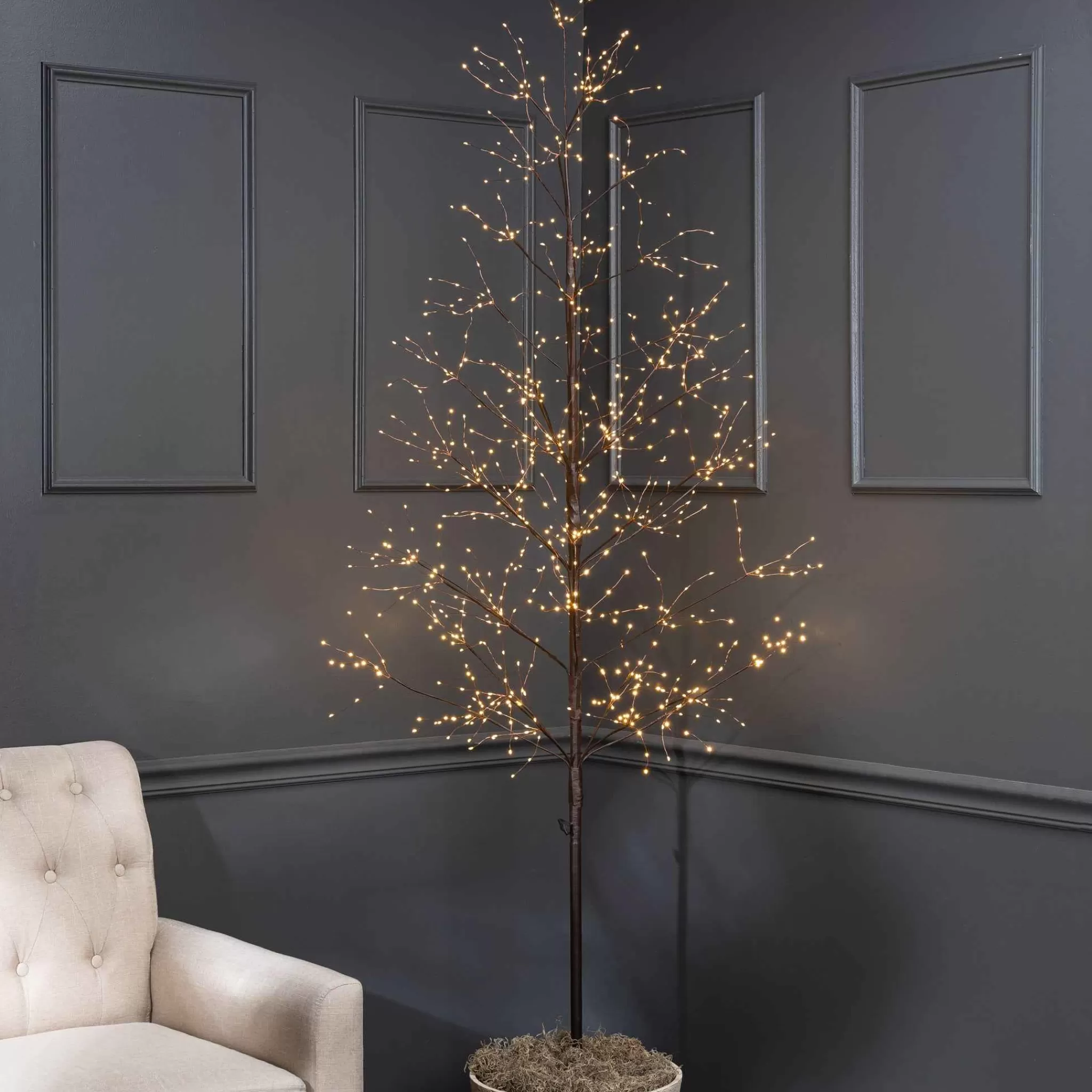 Gerson International 7 Foot Tall Brown Glowing Lighted Tree, Micro Leds