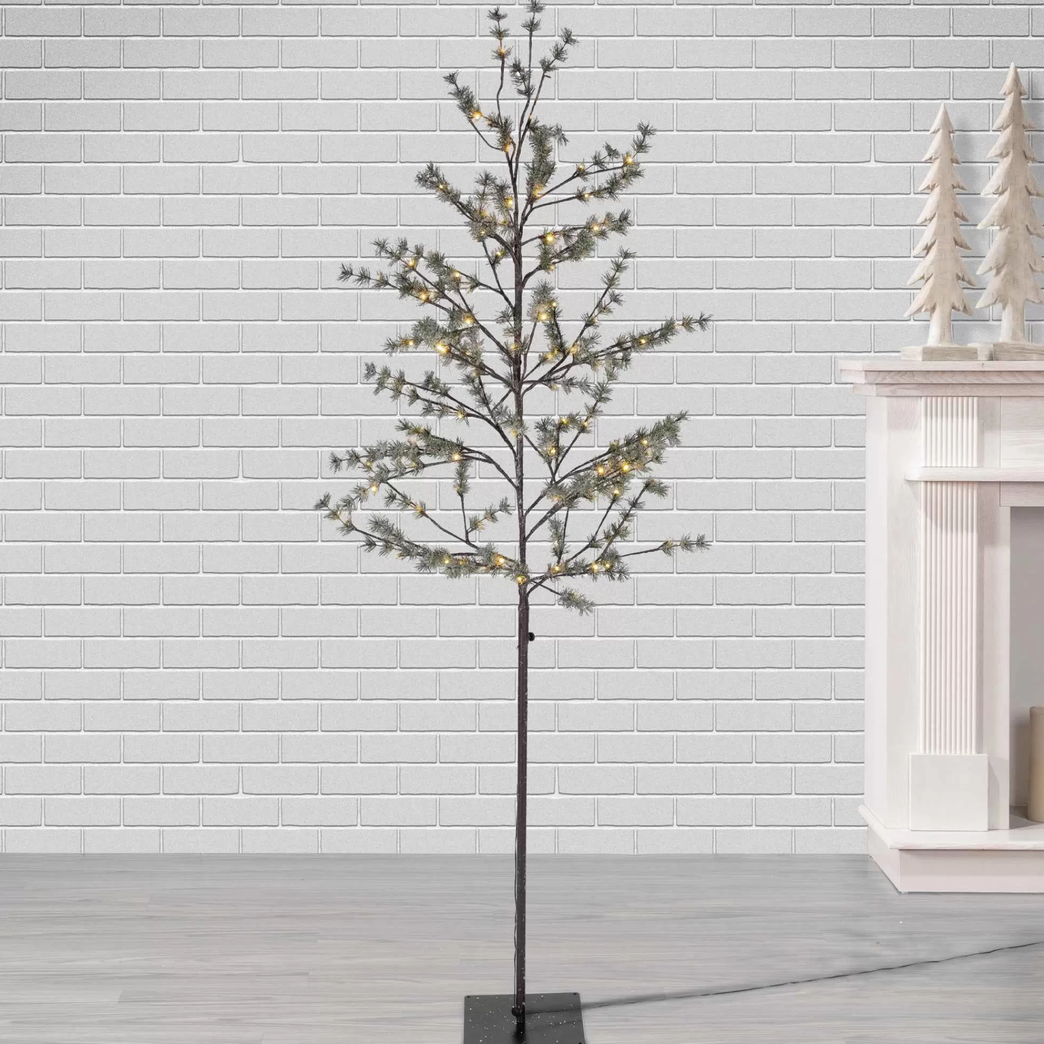 Gerson International 7 Foot Tall Icy Pine Winter Lighted Tree, Warm White Leds