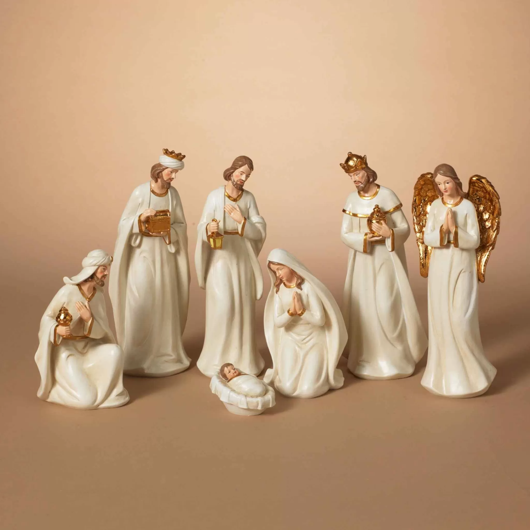 Gerson International 7 Piece Resin Traditional Religious Christmas Nativity Scene