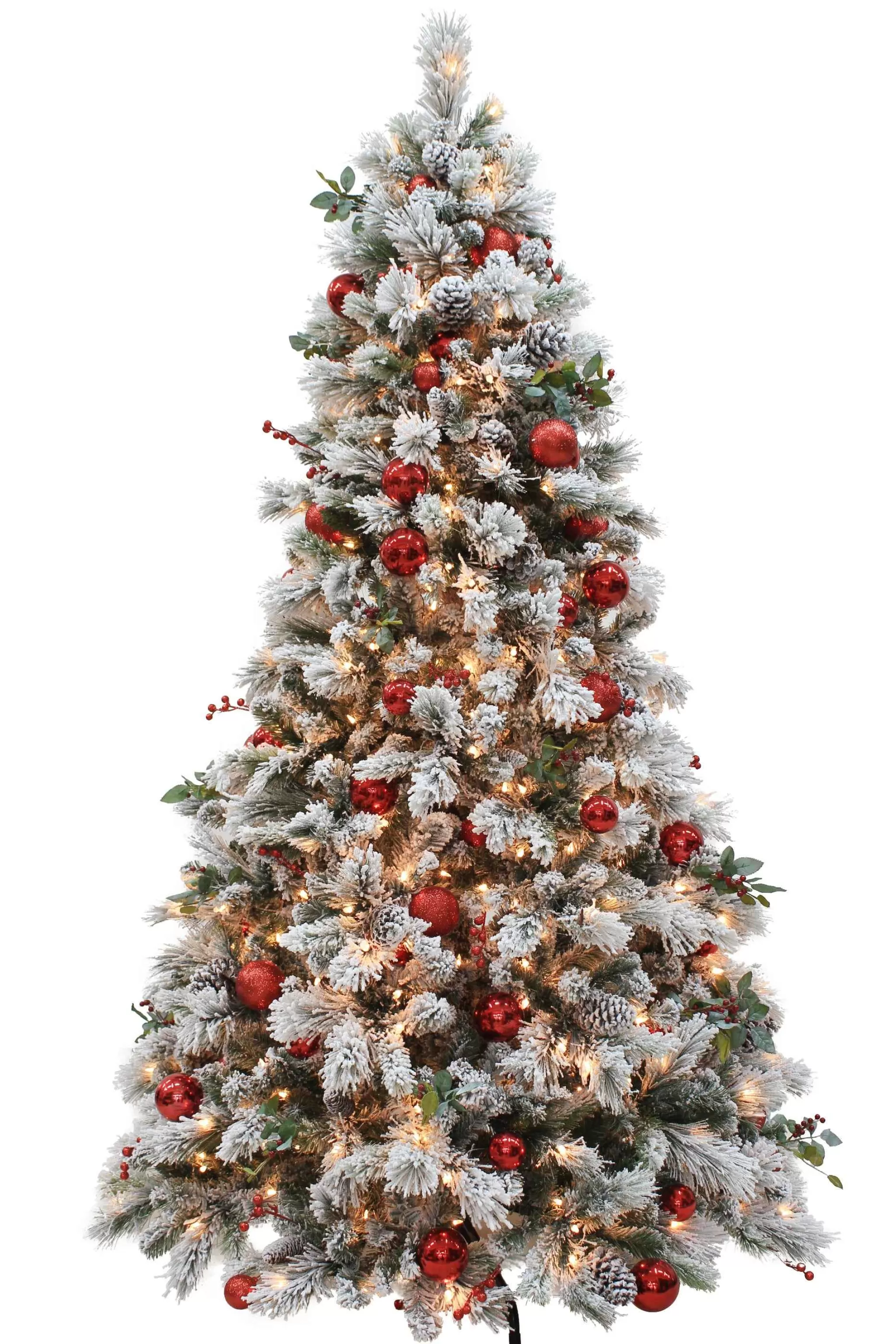 Puleo International 7Ft Prelit Fairfield Flocked With Pinecones Ball Ornaments &Red Berries #114-Fgf-70Cy6