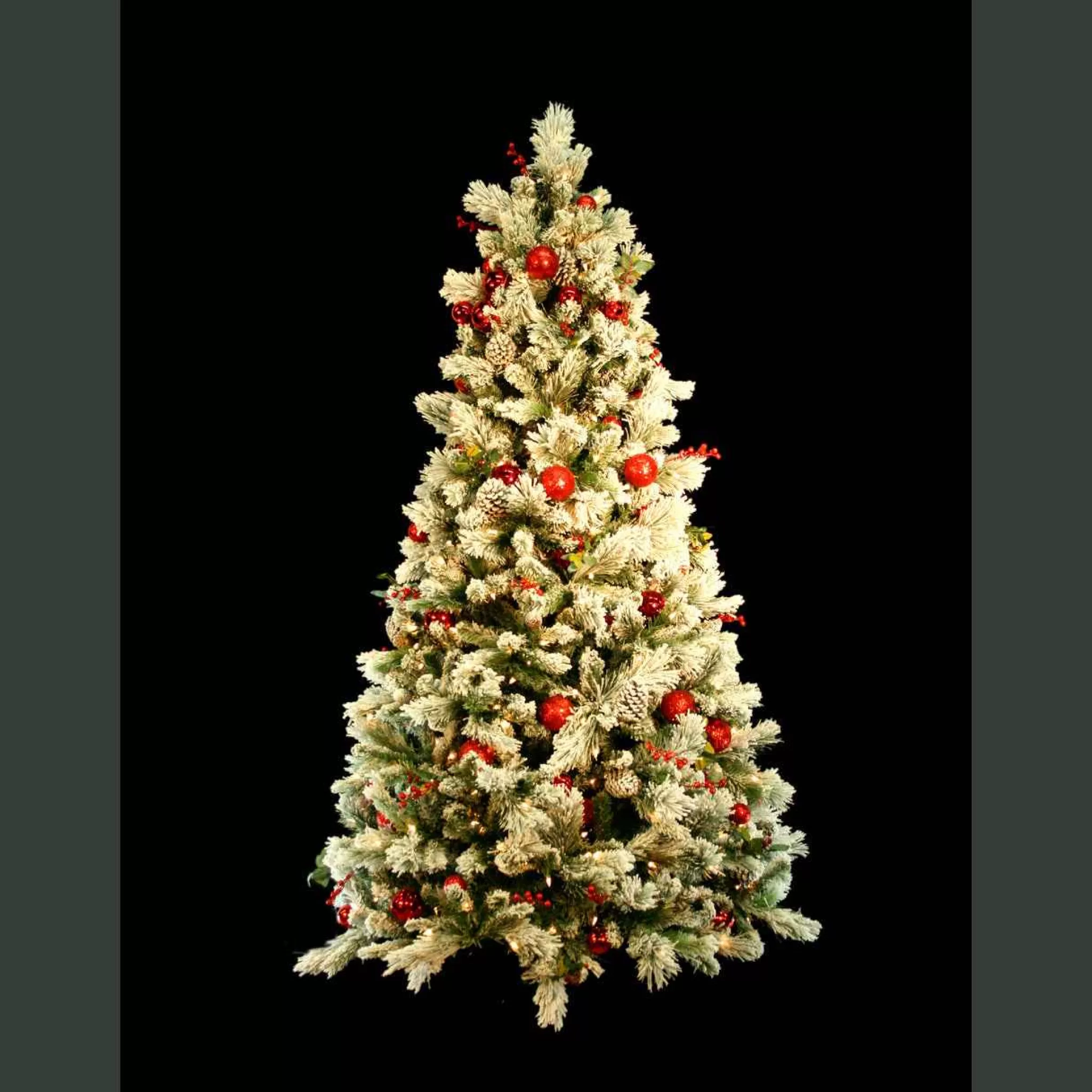 Puleo International 7Ft Prelit Fairfield Flocked With Pinecones Ball Ornaments &Red Berries #114-Fgf-70Cy6