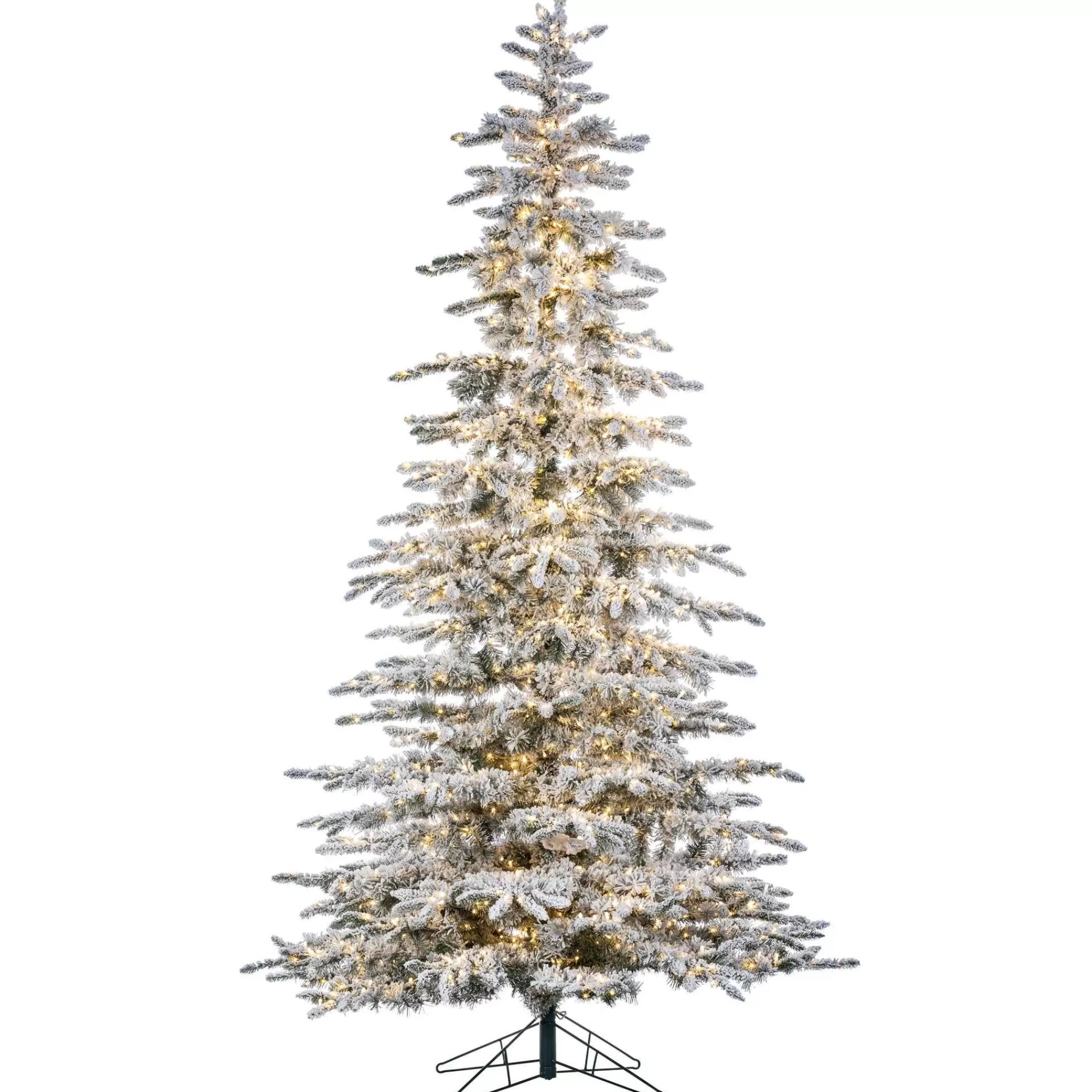 Gerson International 9Ft Pre-Lit Flocked Mountain Pine Christmas Tree With Dual Color 8-Function Changing Micro Led Lights