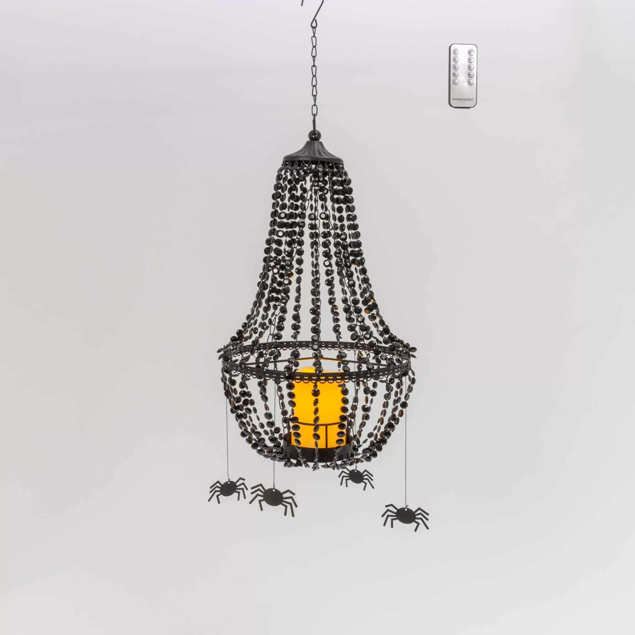Gerson International Black Crystal Chandelier With 6 Spiders, Led Candle Remote