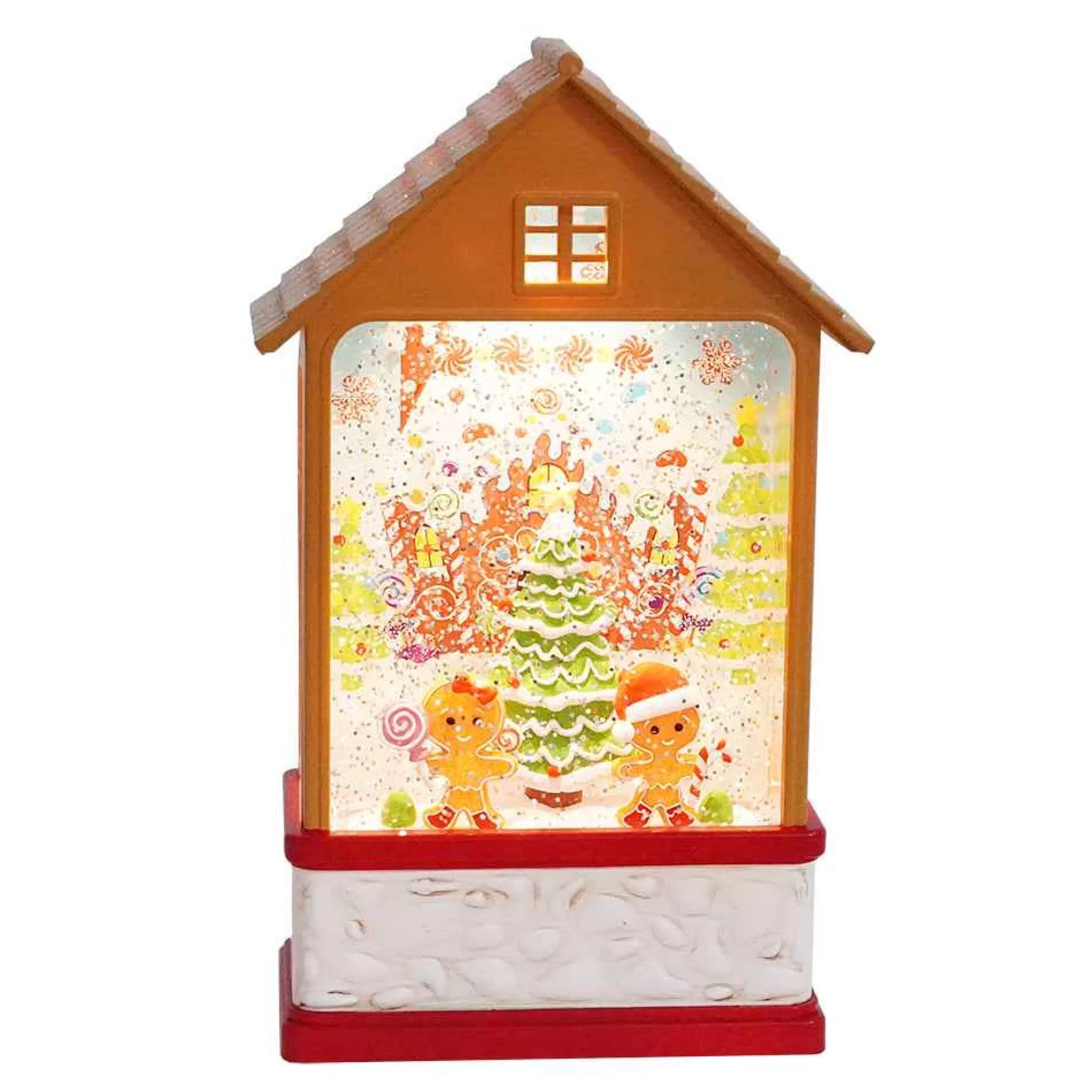 Arys Imports Gingerbread House With Led Warm White Light Up Gingerbread Candy Christmas Scene Spinning Glitter Waterglobe