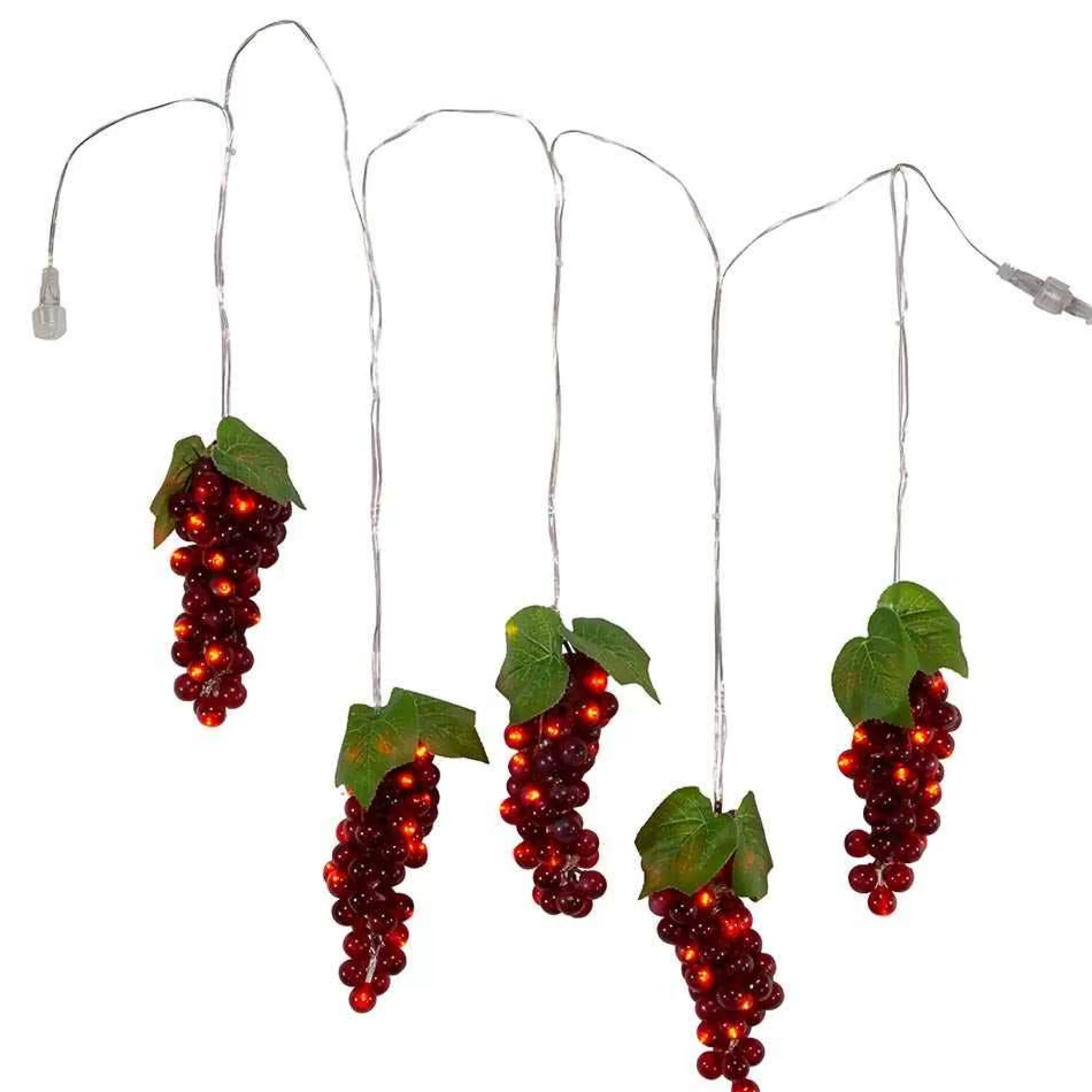 Kurt Adler 100-Light Burgundy Led Grape Light Set With 5 Grape Bunches
