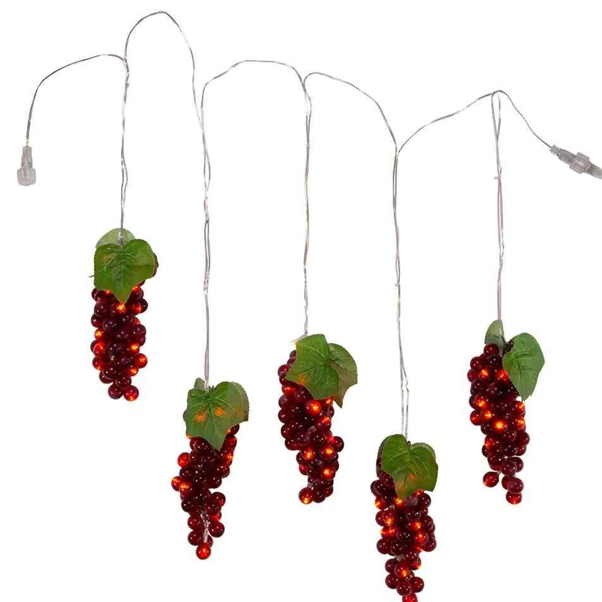 Kurt Adler 100-Light Burgundy Led Grape Light Set With 5 Grape Bunches