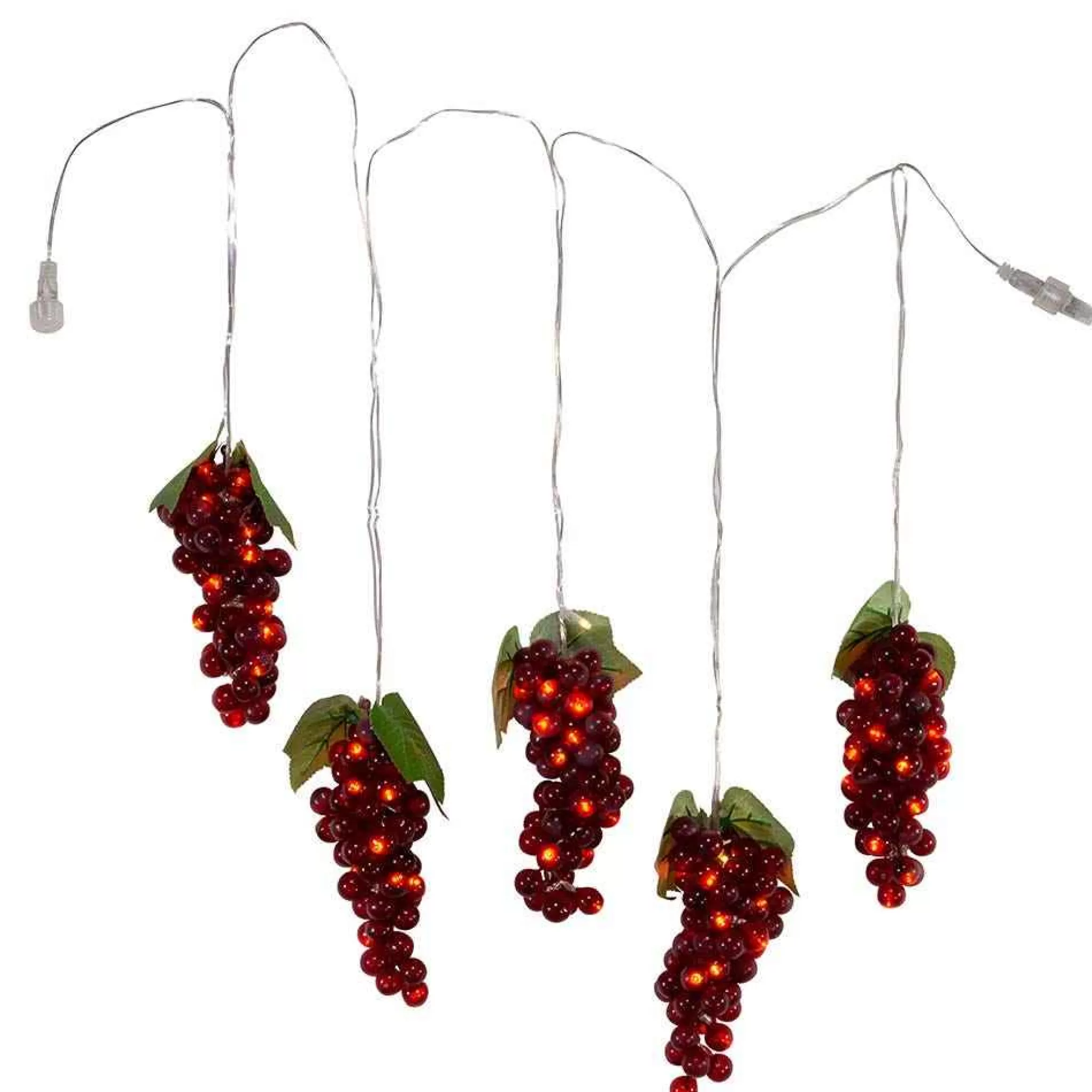 Kurt Adler 100-Light Burgundy Led Grape Light Set With 5 Grape Bunches
