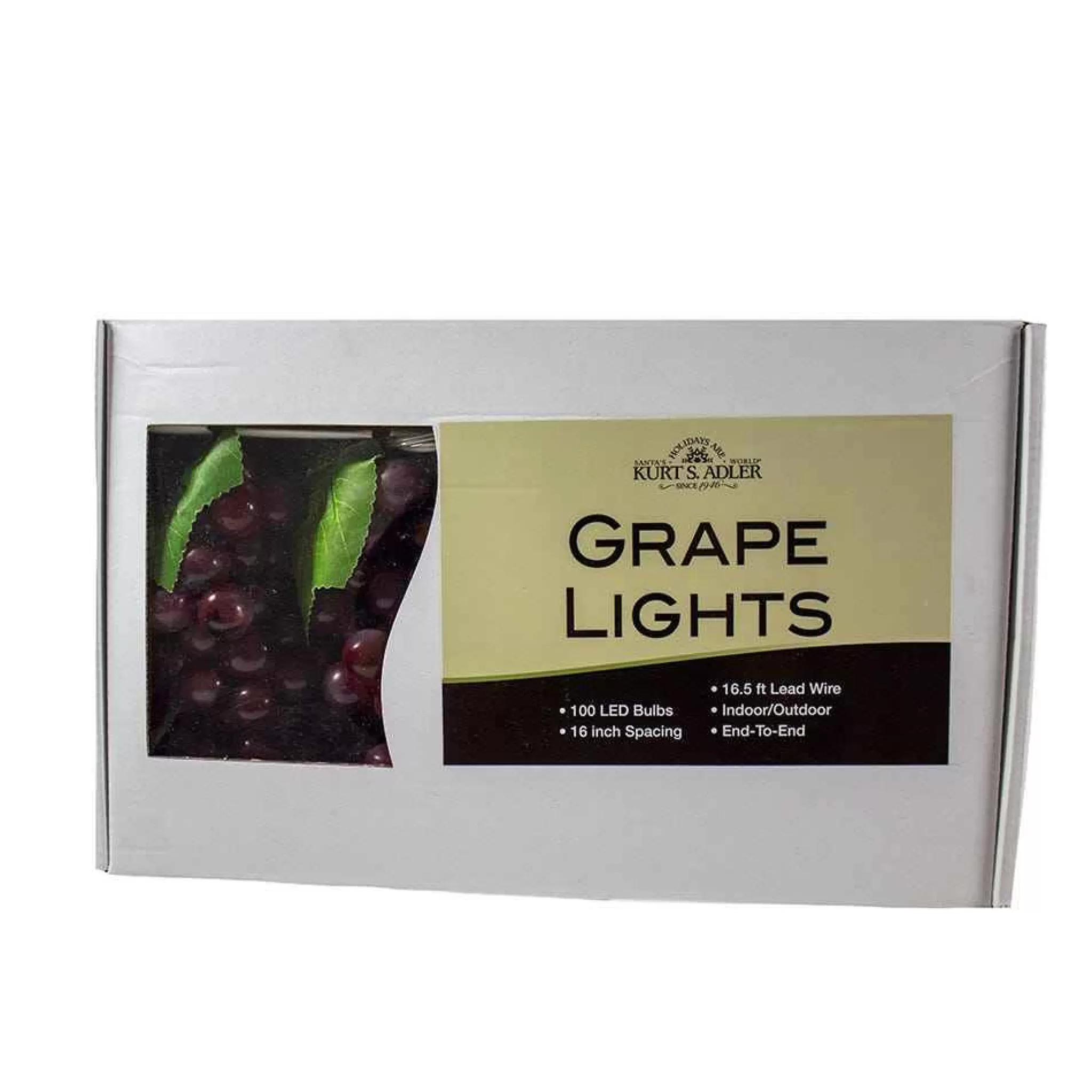 Kurt Adler 100-Light Burgundy Led Grape Light Set With 5 Grape Bunches