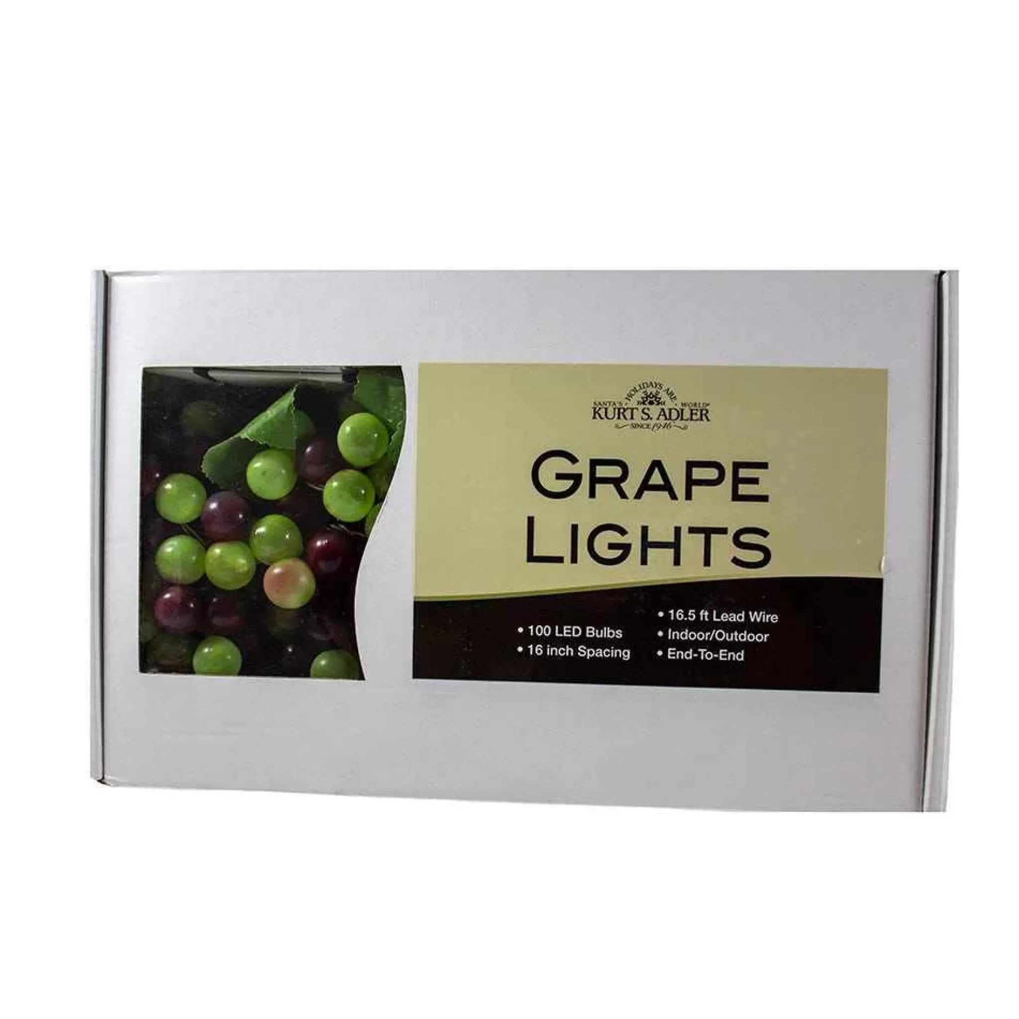 Kurt Adler 100-Light Green And Burgundy Led Grape Light Set With 5 Grape Bunches