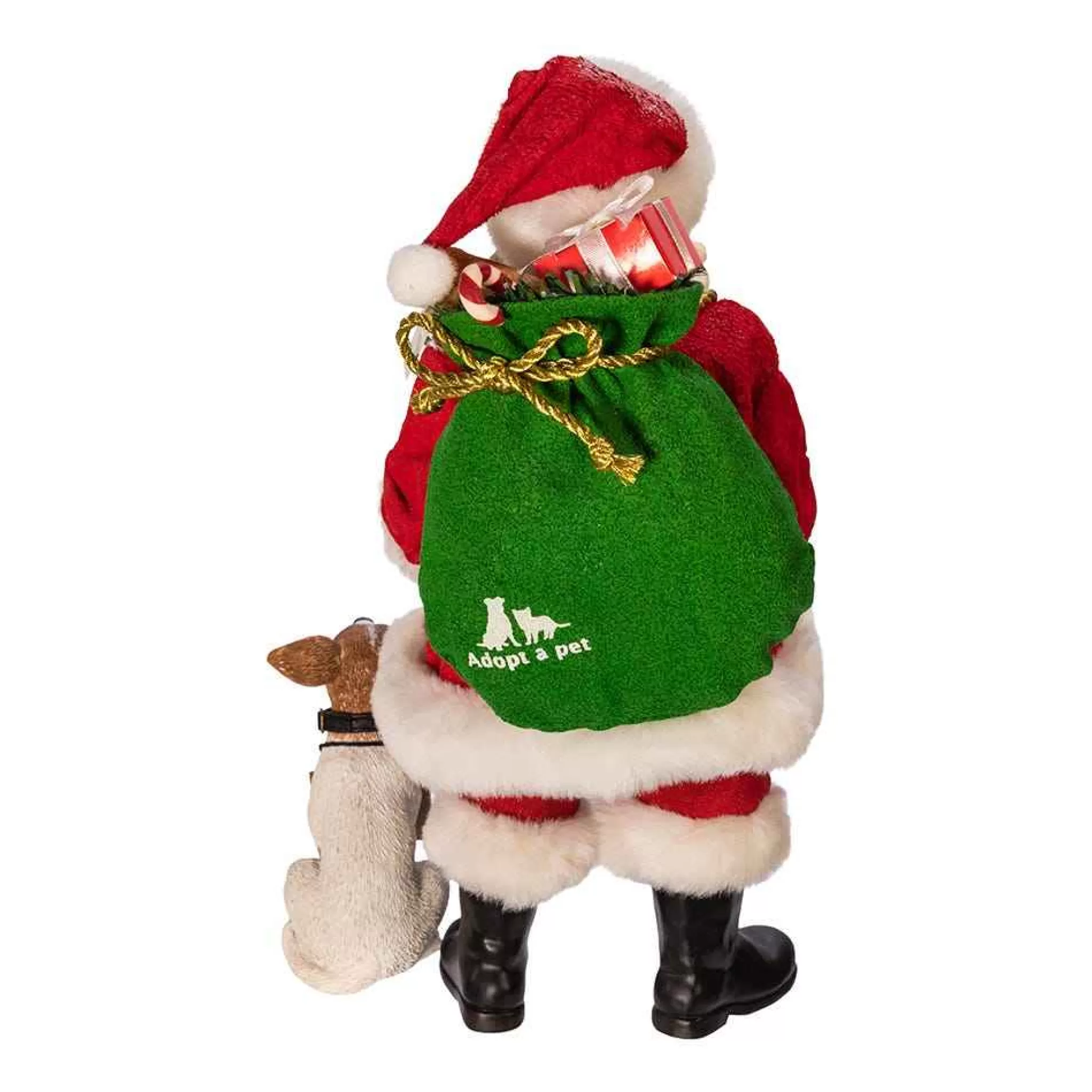 Kurt Adler 10.5-Inch Fabriche™ Adopt-A-Pet Santa With Dog, 2 Piece Set
