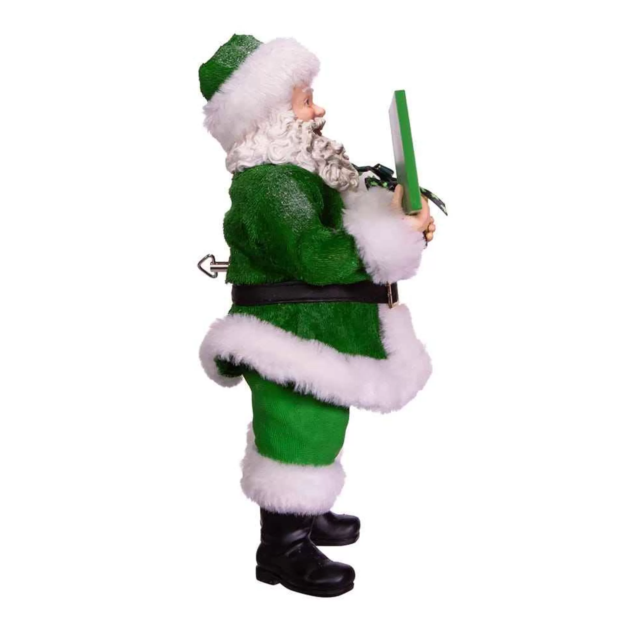 Kurt Adler 10.5-Inch Fabriche Musical Irish Santa Gift Box And Sign