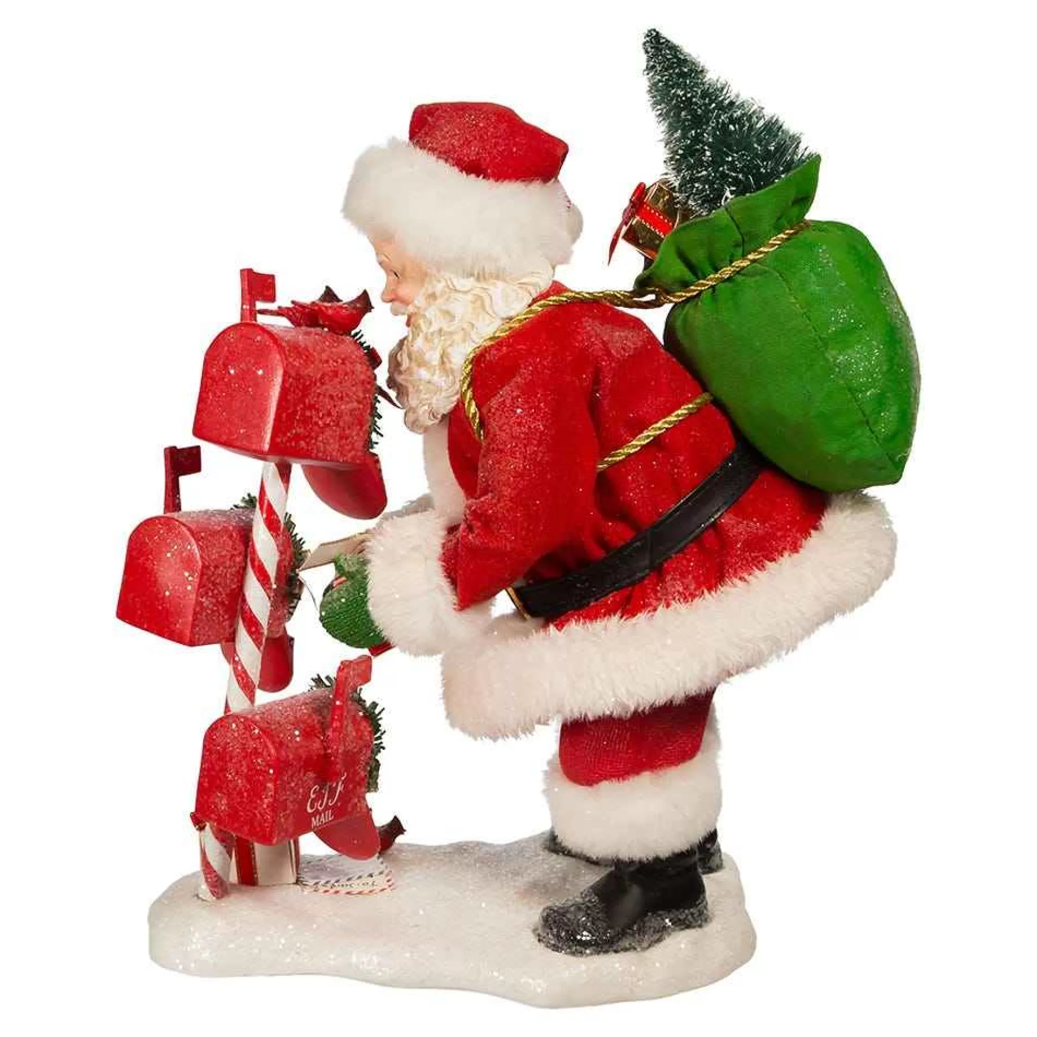 Kurt Adler 10.5-Inch Fabriche Santa Checking Mail