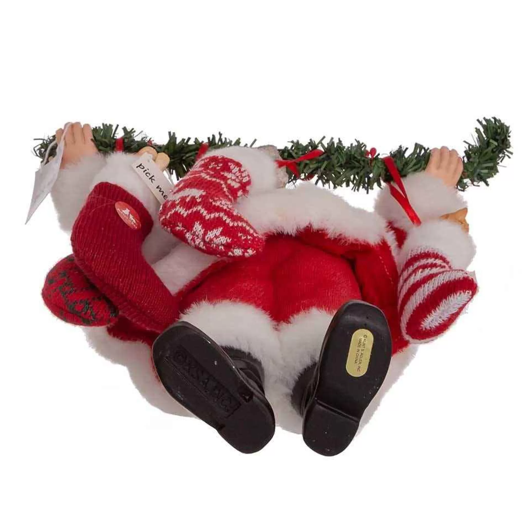 Kurt Adler 10.5-Inch Fabriche Santa With Adopt-A-Pet Garland And Pets In Stockings