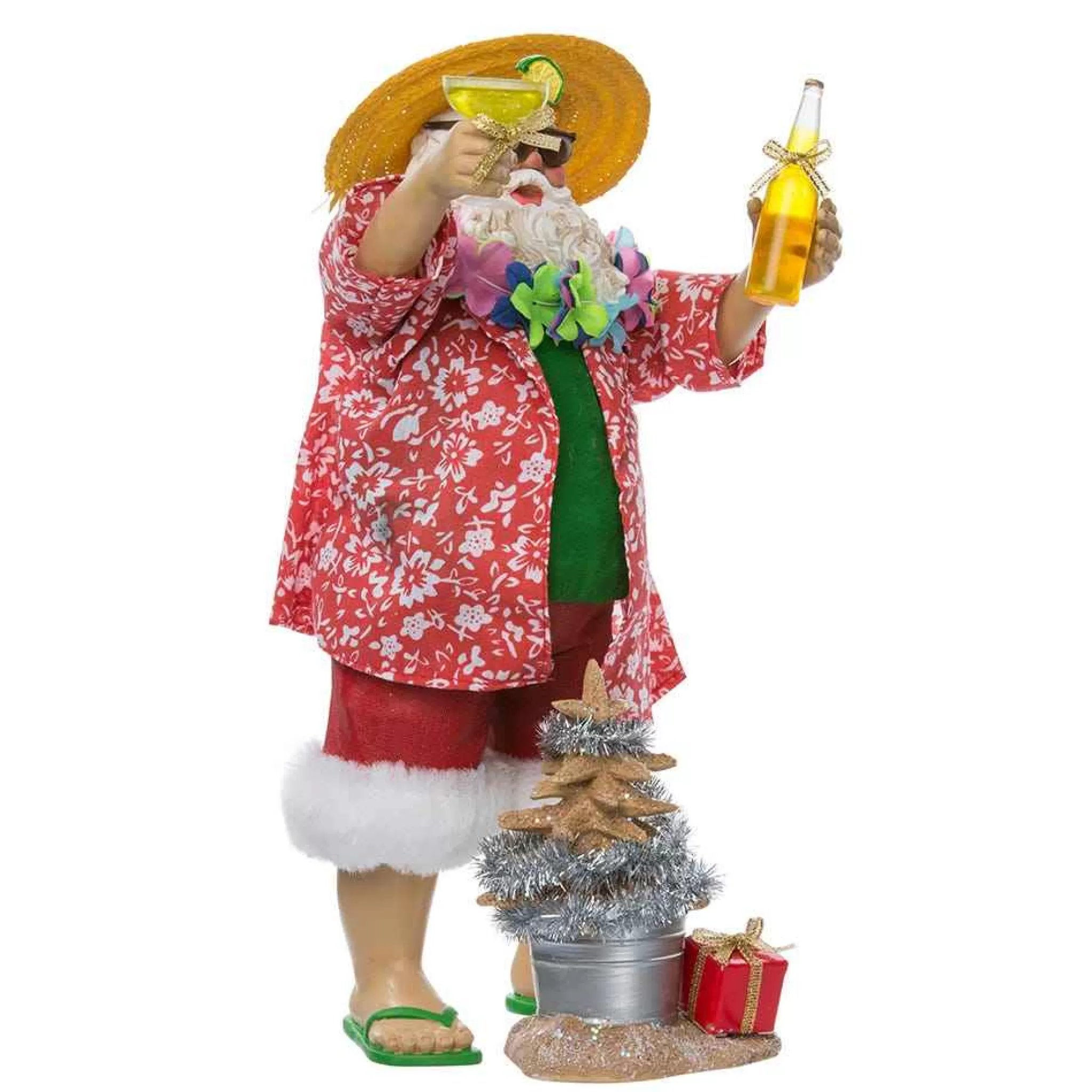 Kurt Adler 10-Inch Fabriche' Beach Santa Set Of 2 Pieces