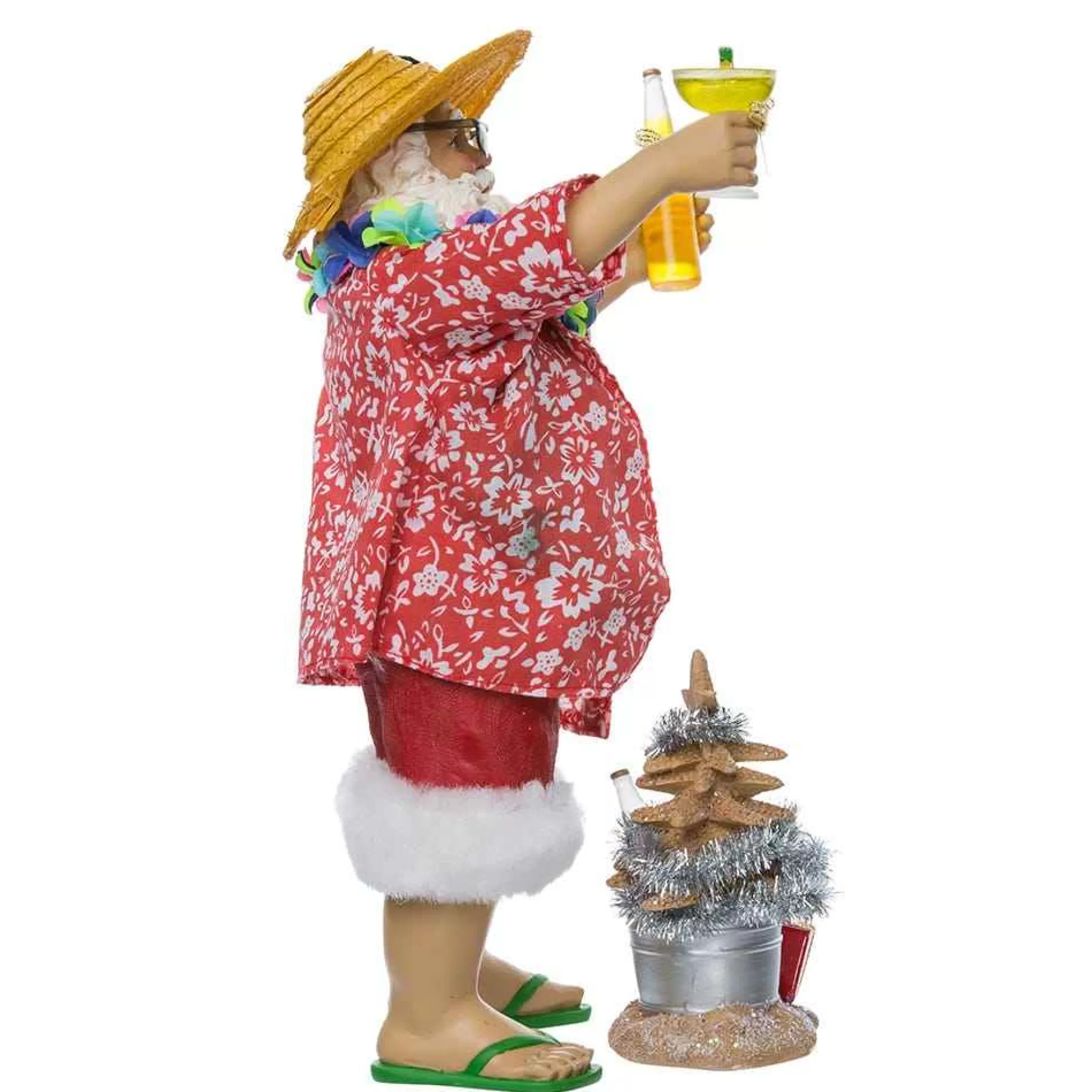 Kurt Adler 10-Inch Fabriche' Beach Santa Set Of 2 Pieces