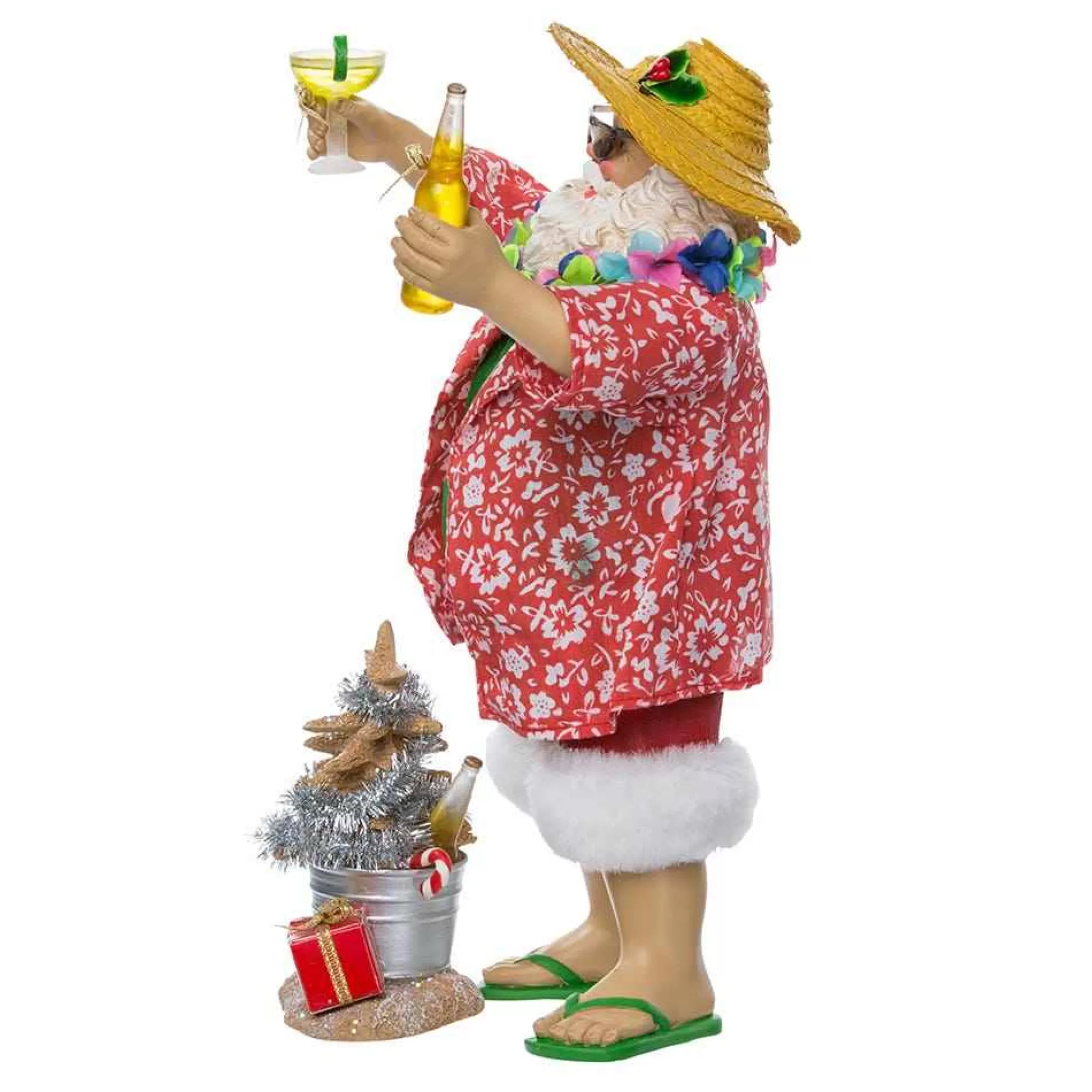 Kurt Adler 10-Inch Fabriche' Beach Santa Set Of 2 Pieces
