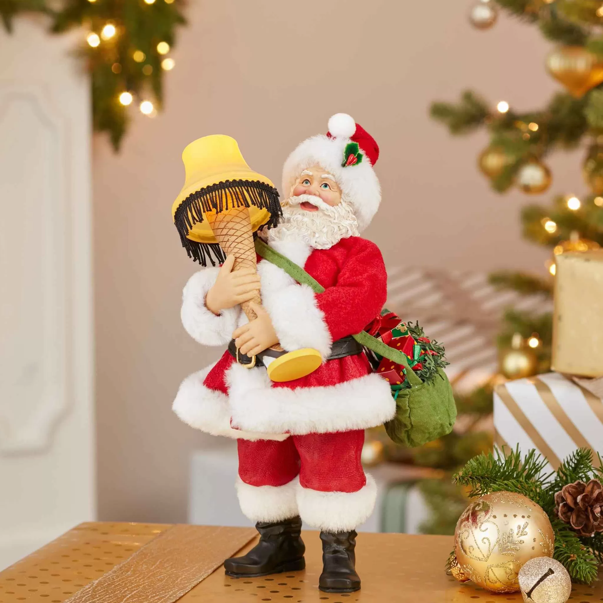 Kurt Adler 10-Inch Leg Lamp Fabriche Santa With Light