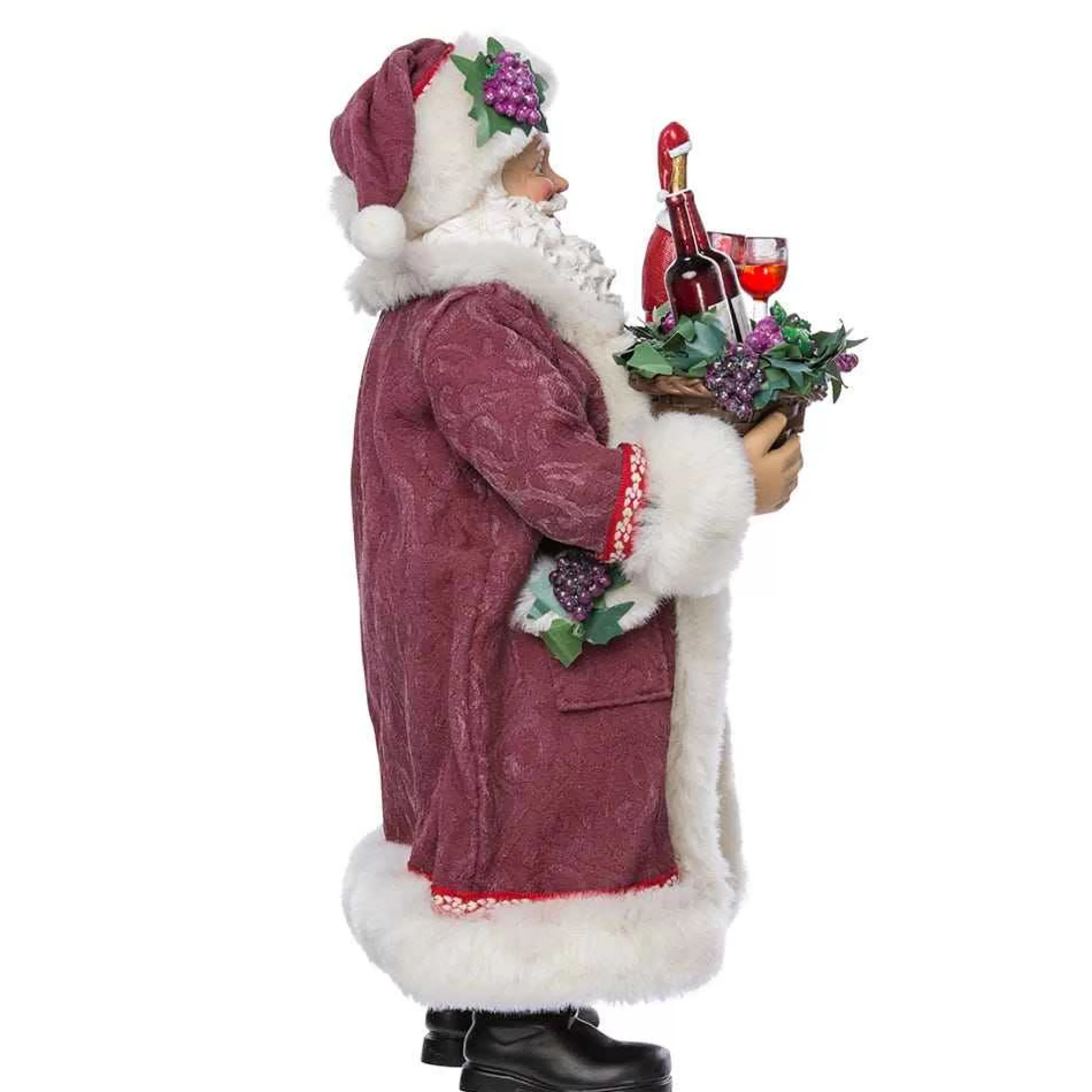 Kurt Adler 11.5-Inch Fabriche Santa With Wine Basket