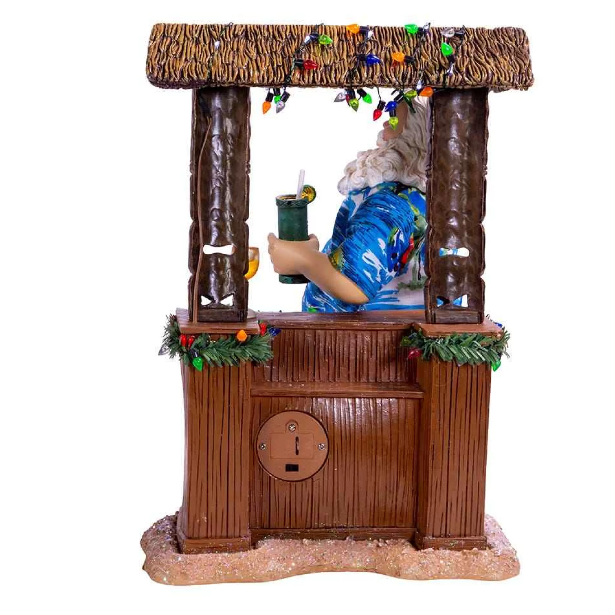 Kurt Adler 11-Inch Fabriche™ Beach Santa Sitting At Tiki Bar