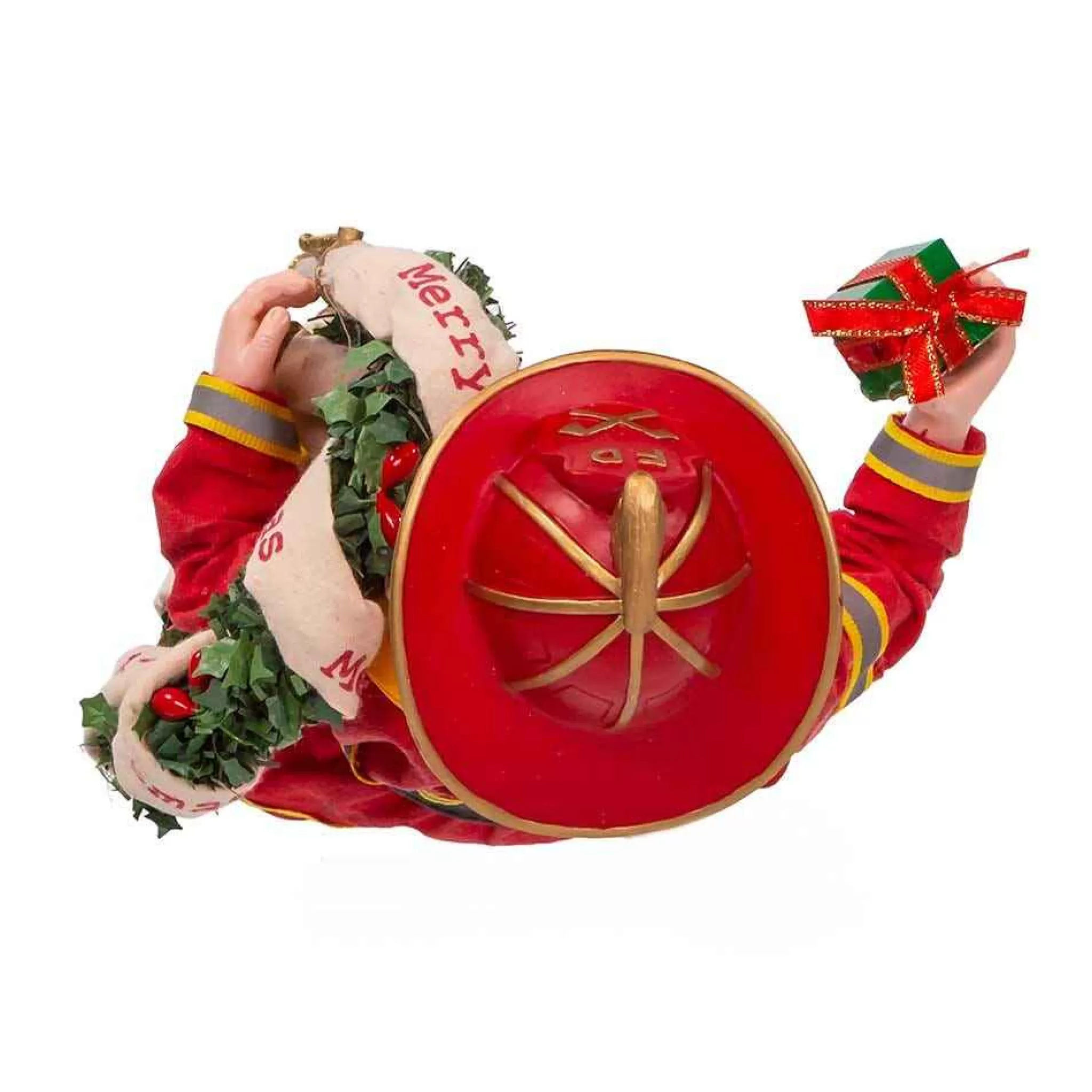 Kurt Adler 11-Inch Fabriche Fireman Santa With Wreath And Hose