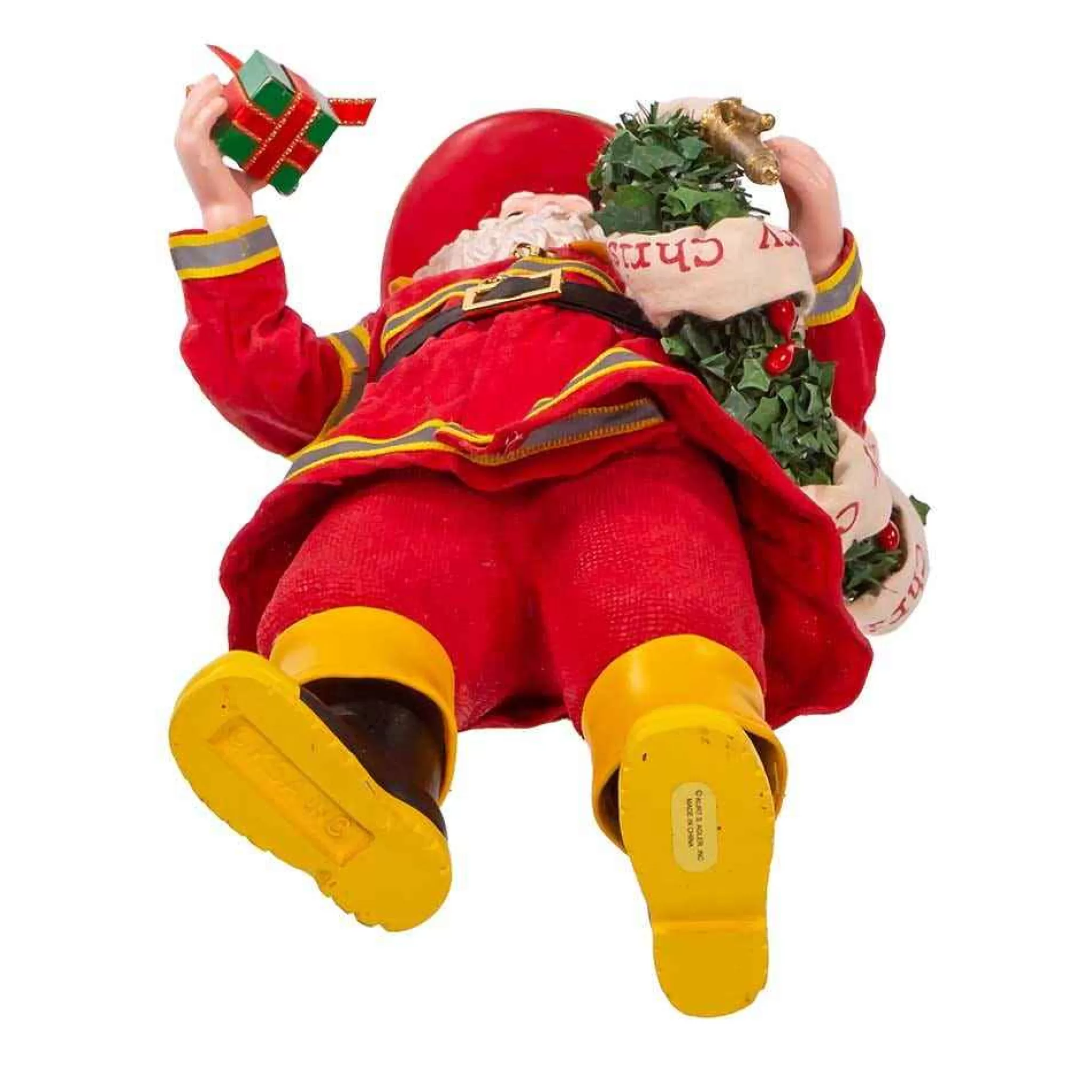 Kurt Adler 11-Inch Fabriche Fireman Santa With Wreath And Hose