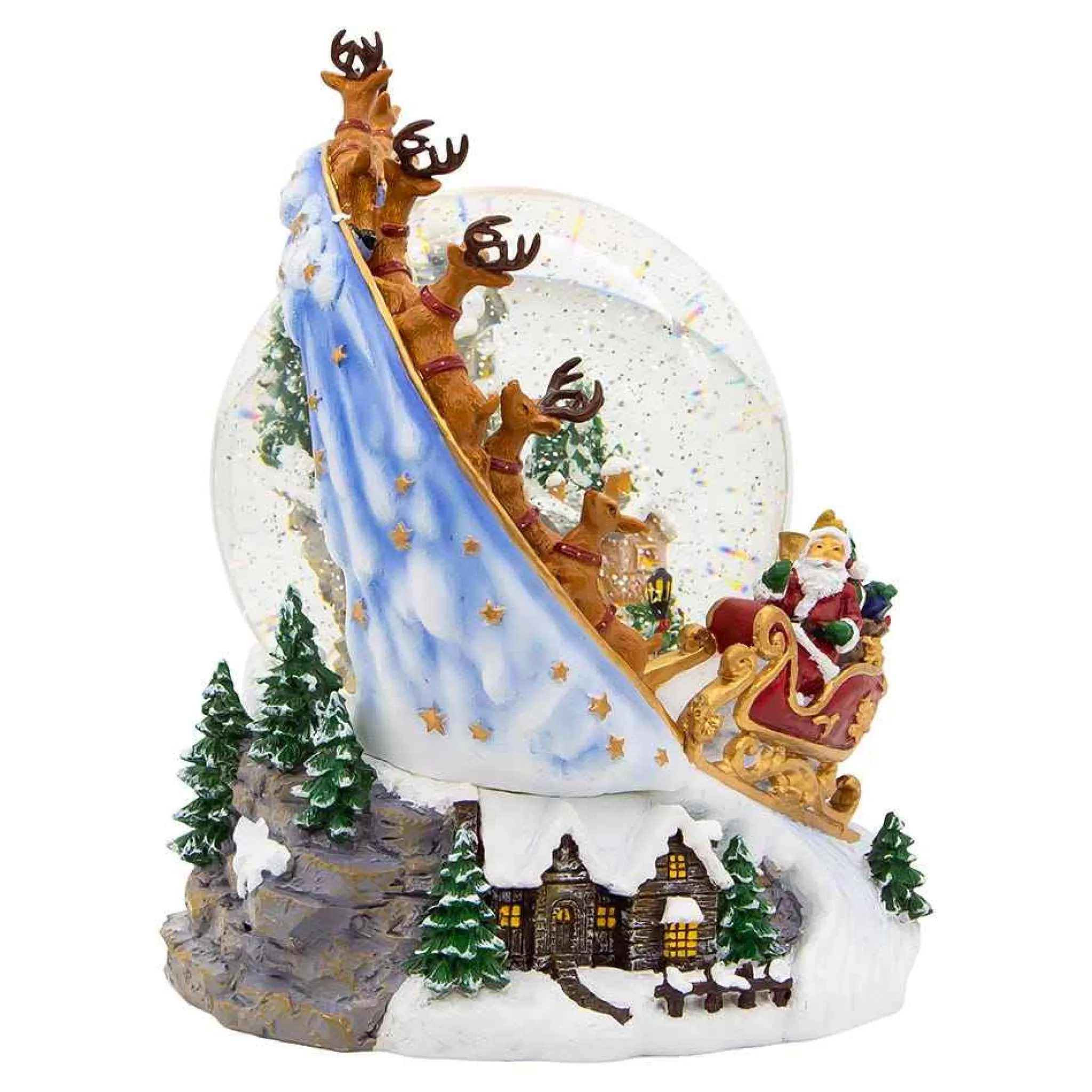 Kurt Adler 120Mm Battery-Operated Musical Santa And Sled Waterglobe
