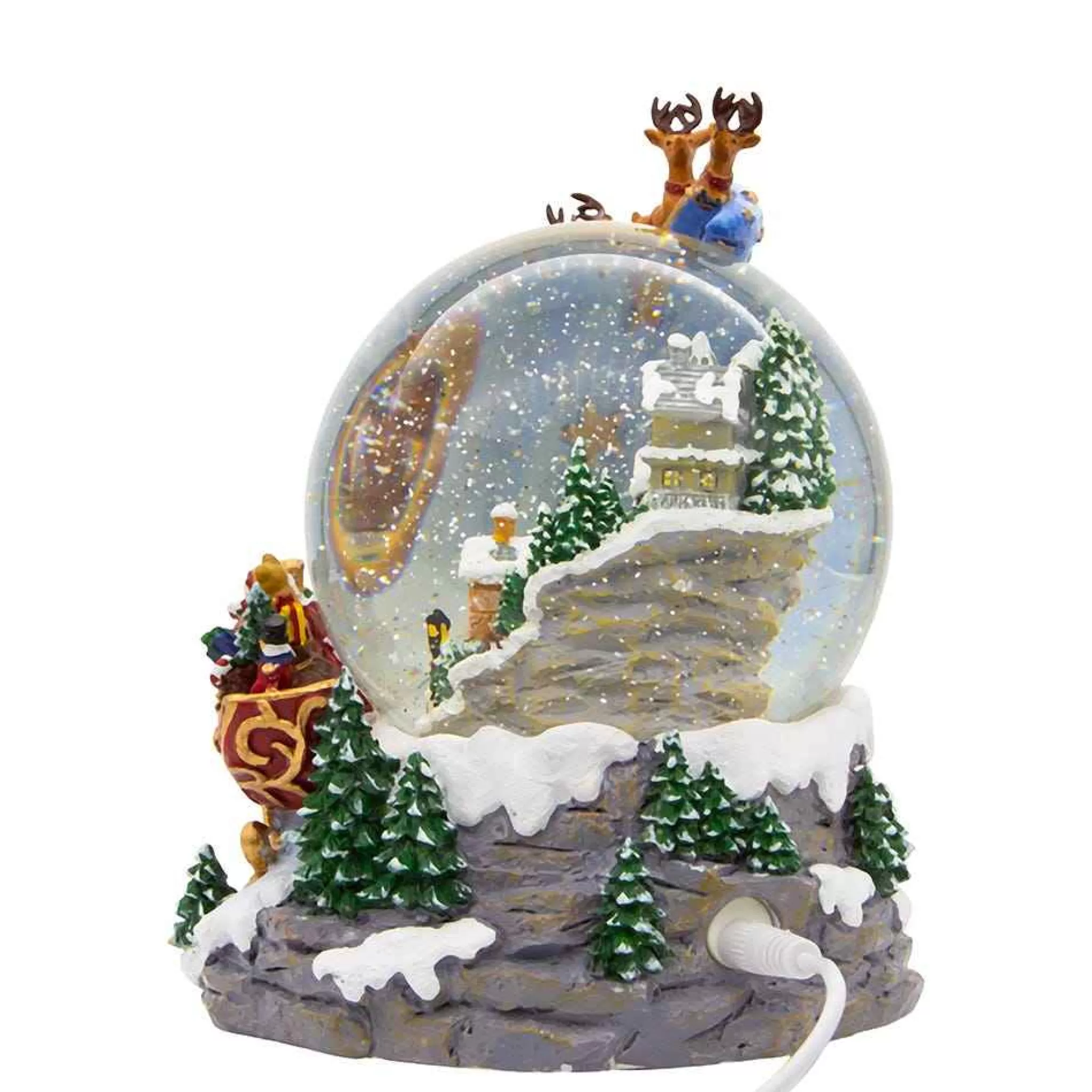 Kurt Adler 120Mm Battery-Operated Musical Santa And Sled Waterglobe