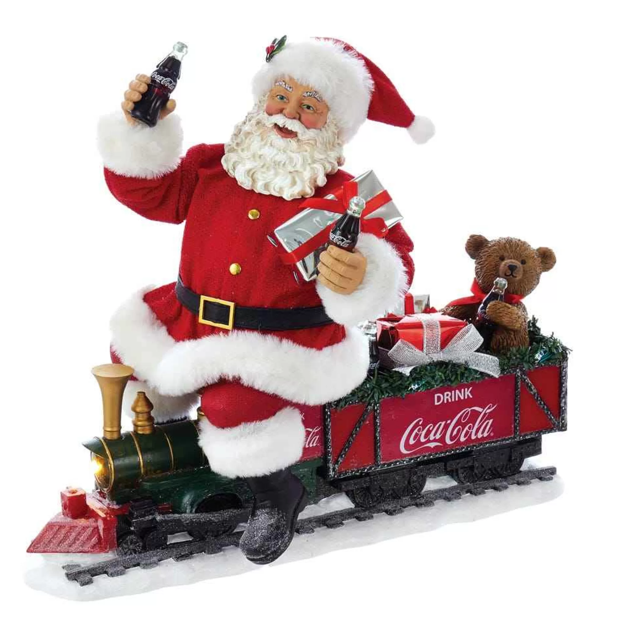 Kurt Adler 13-Inch Battery-Operated Coca-Cola Santa Train With Led Garland