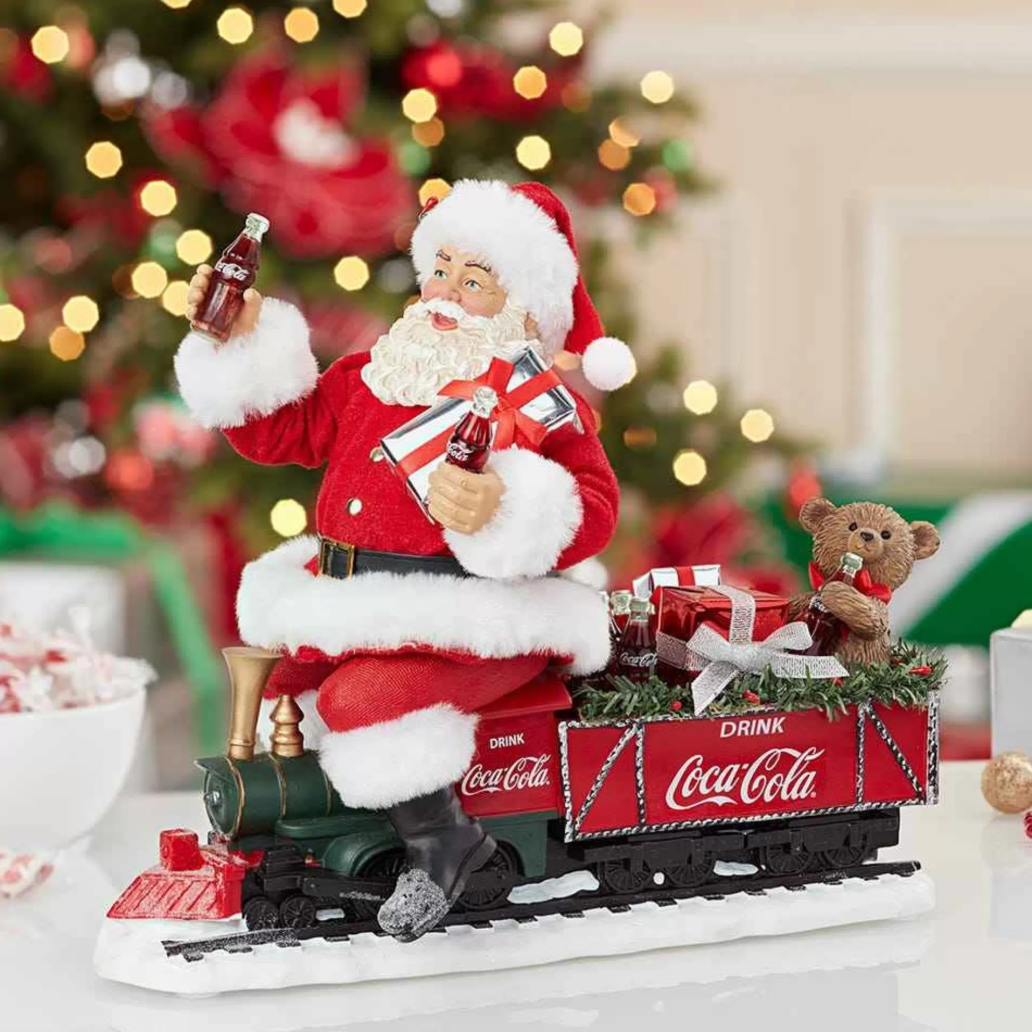 Kurt Adler 13-Inch Battery-Operated Coca-Cola Santa Train With Led Garland