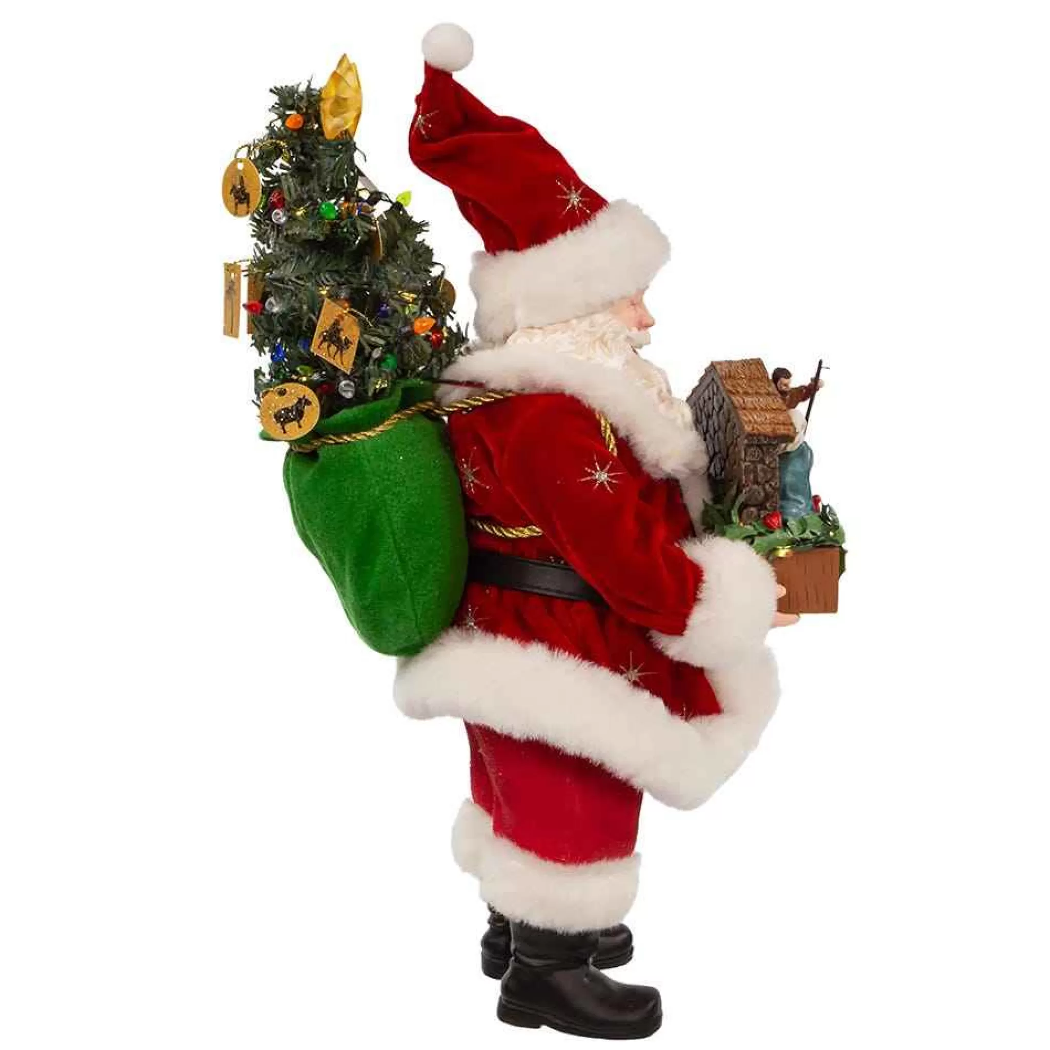 Kurt Adler 13-Inch Fabriche Battery-Operated Led Santa With Nativity Set