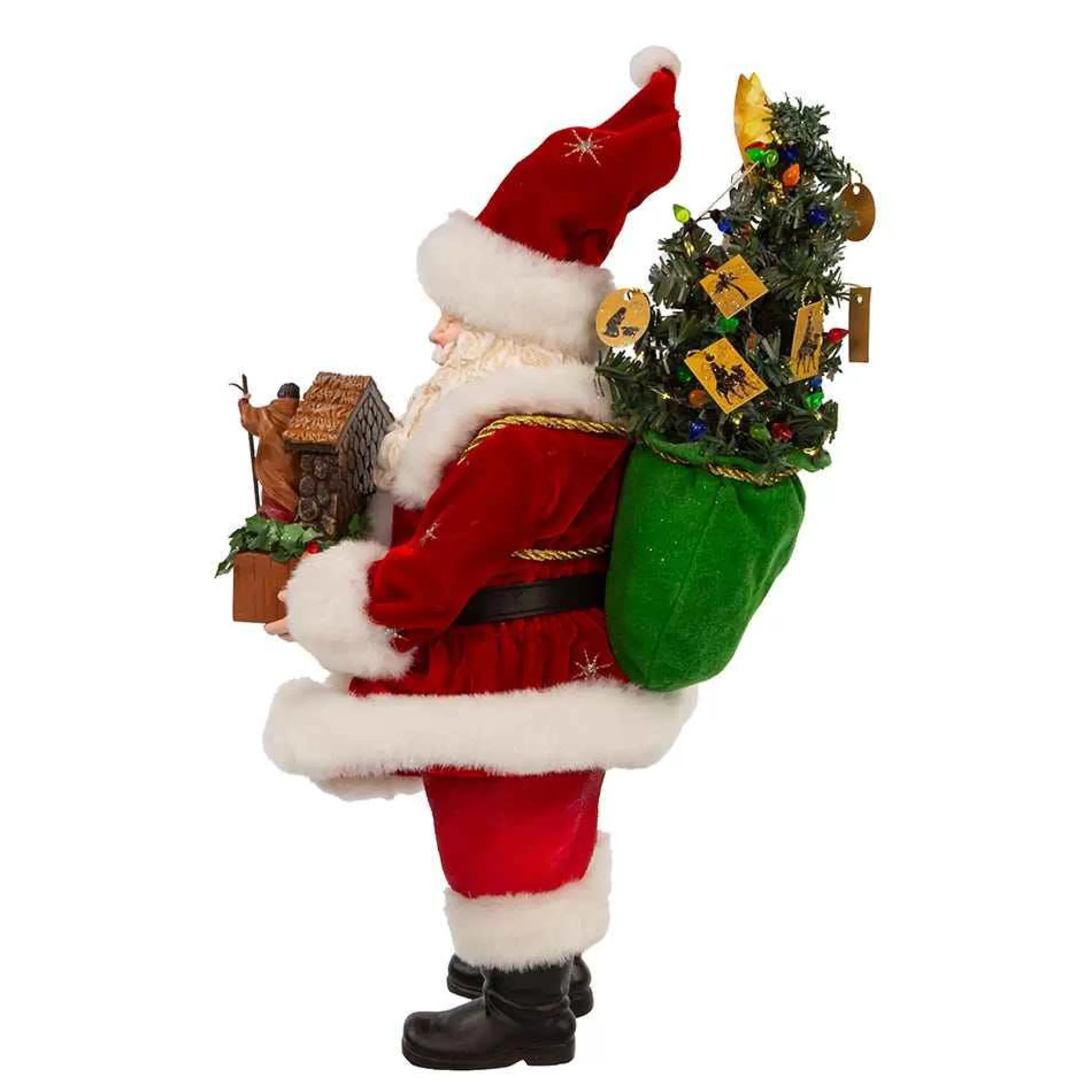 Kurt Adler 13-Inch Fabriche Battery-Operated Led Santa With Nativity Set