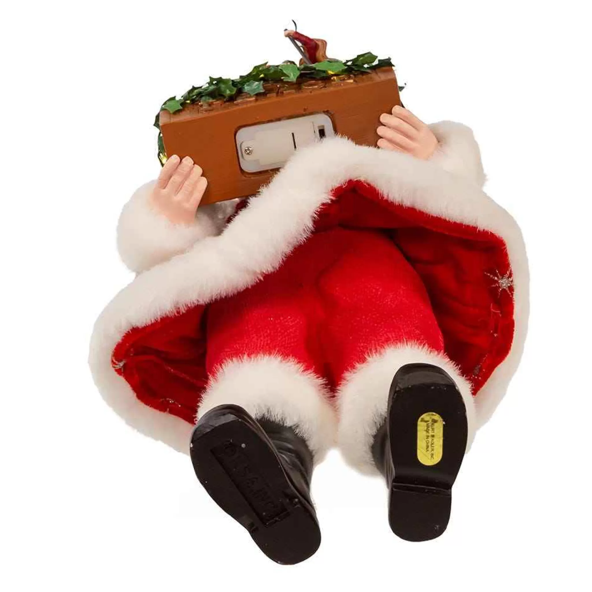 Kurt Adler 13-Inch Fabriche Battery-Operated Led Santa With Nativity Set