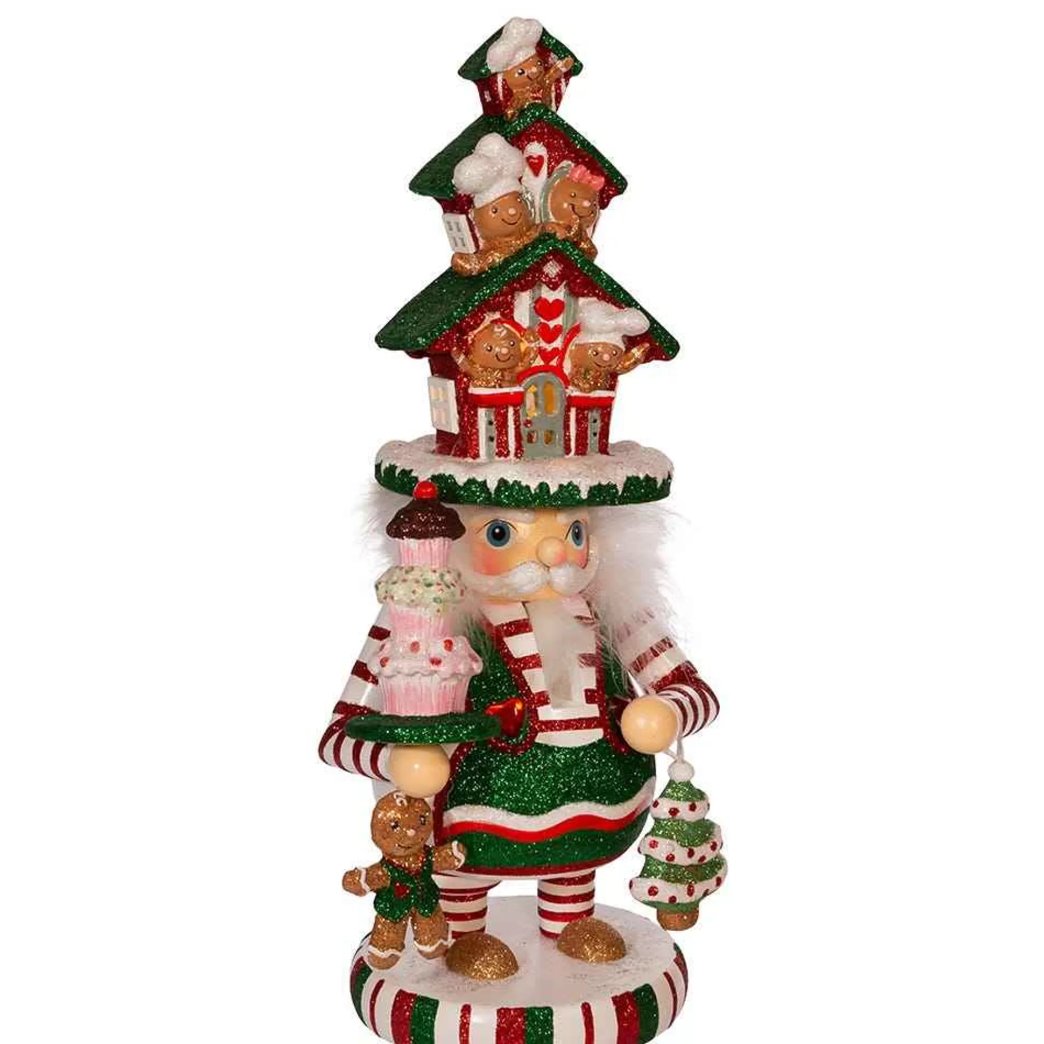 Kurt Adler 15-Inch Hollywood Battery-Operated Led Gingerbread House Hat Nutcracker
